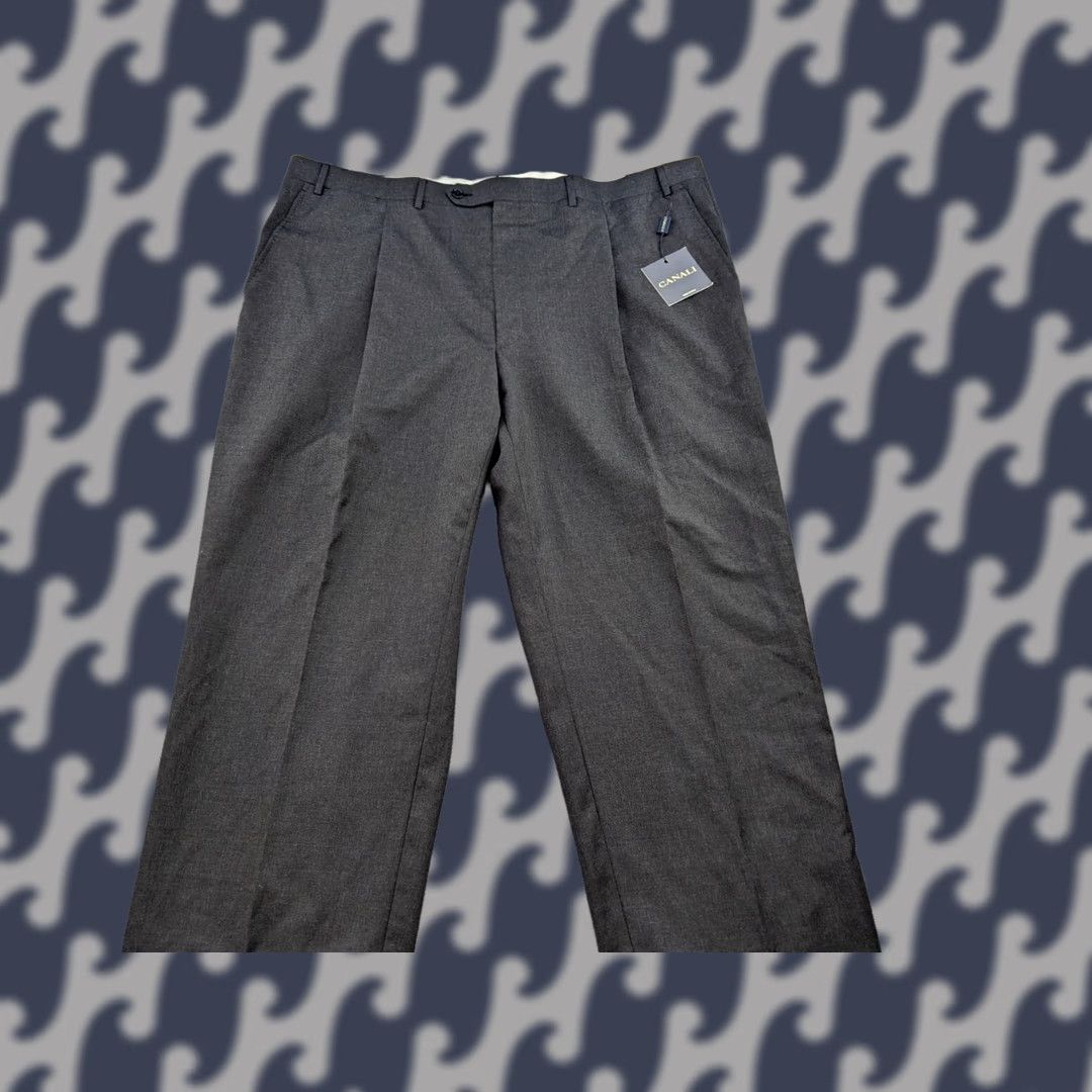 Canali Canali Mens Dress Pants 44x26 Gray Wool Rayon Formal Woolmark Pants Mens Regular Gray 44x26 Wool Pants Size US 44 / EU 60 - 1 Thumbnail