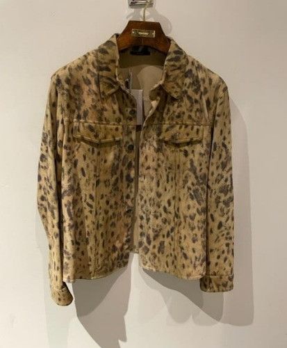 image of Tom Ford O1W1Db10124 Leopard Leather Jacket Shirt In Brown / Beige in Brown/Beige, Men's (Size XL)