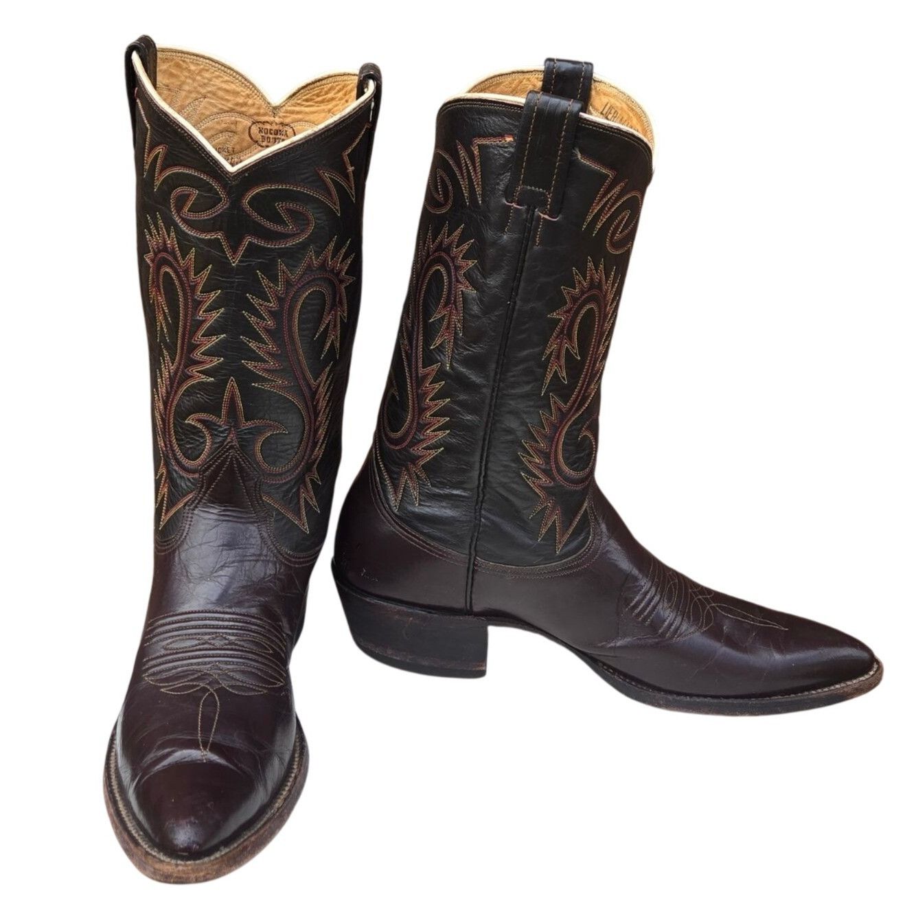 Nocona Vintage Nocona Cowboy Boots Two Tone Brown Leather Mens 11.5 Size US 11.5 / EU 44-45 - 2 Thumbnail