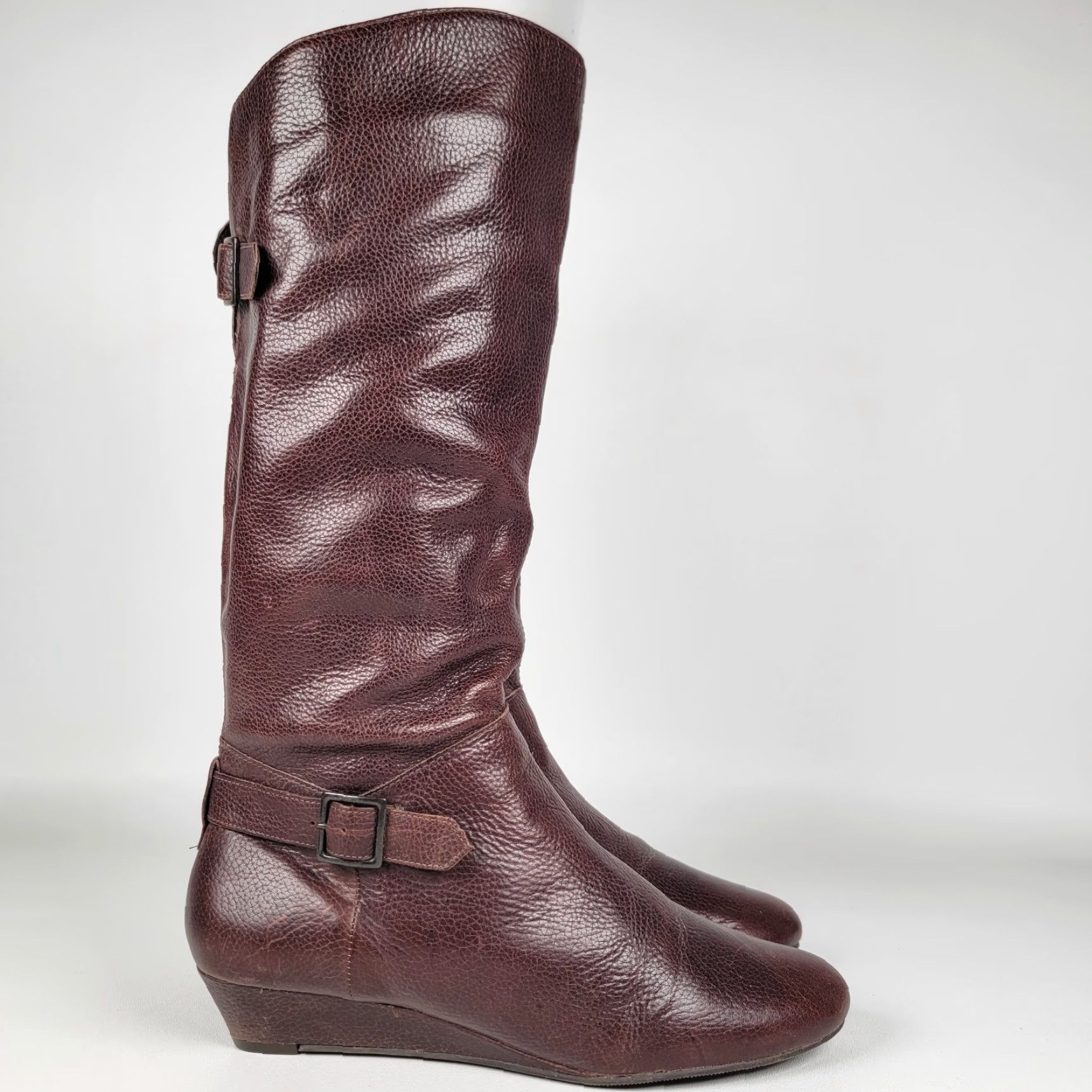Vintage VINTAGE Cathy Jean Leather Riding Boots Knee High Boots Women US Size 9 Brown Round Toe Zip Wedge Heel 16" Shaft Made in Brazil Size 30" / US 8 / IT 44 - 2 Thumbnail