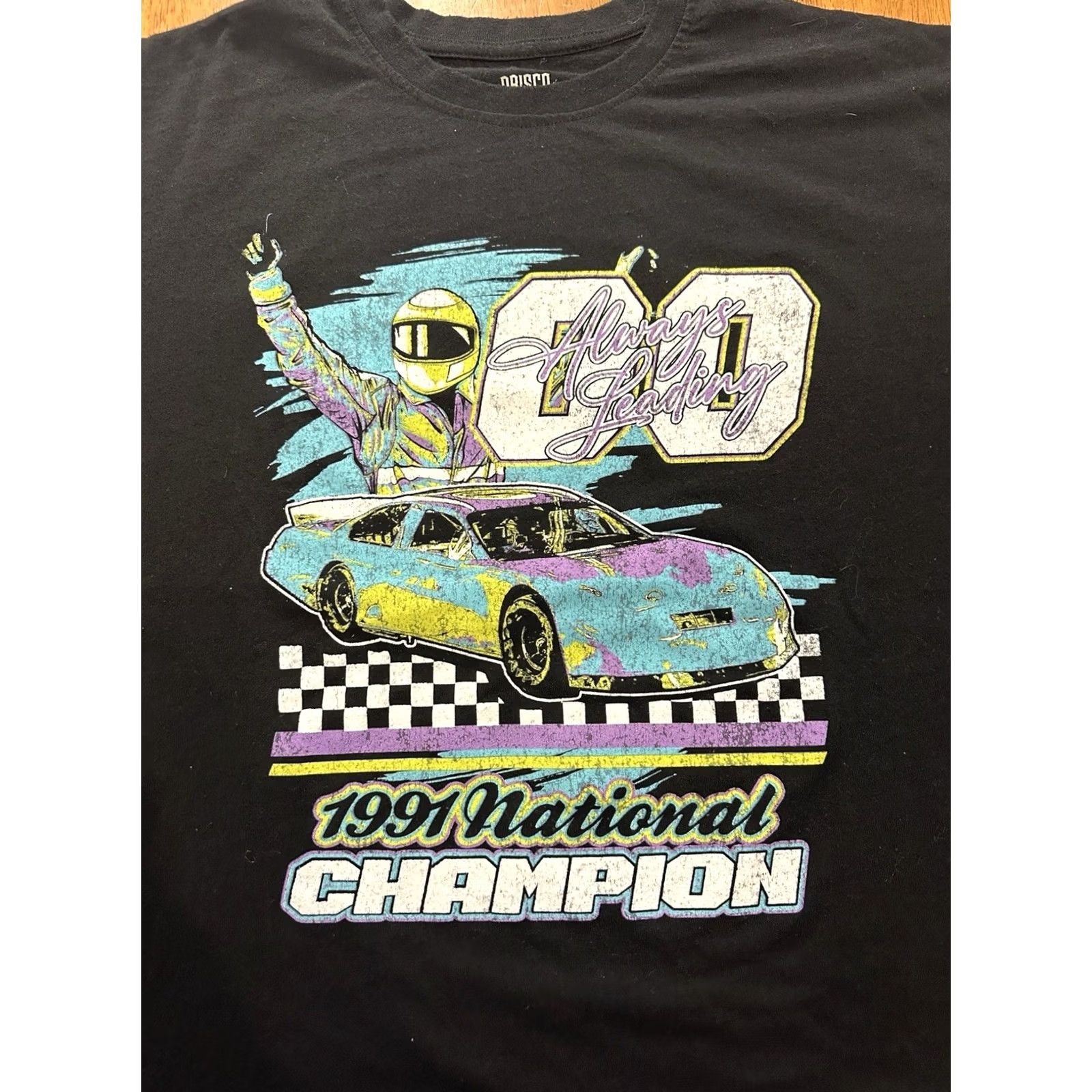 Champion Brisco Brands T-Shirt NASCAR Always Leading 1991 National Champion Racing XL Black Men Crew Neck Short Sleeve Size US XL / EU 56 / 4 - 2 Thumbnail
