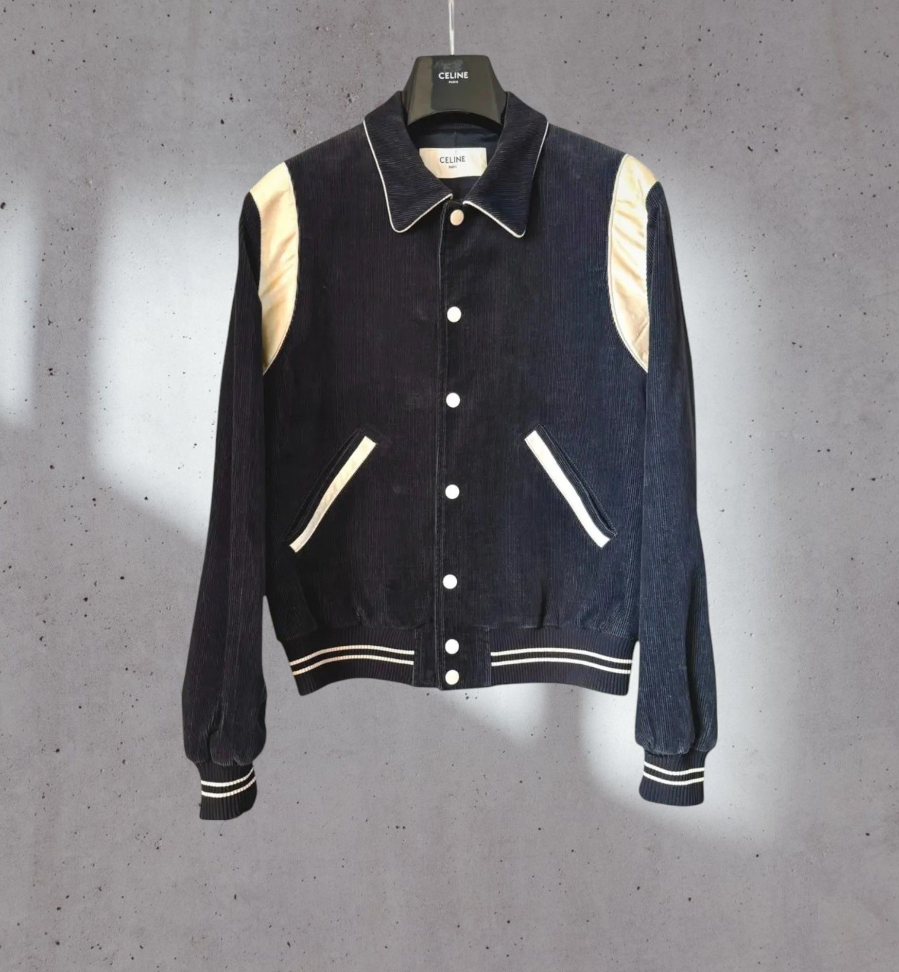 Celine Crew Neck Chasseur Jacket - Black Wool Cloth, Gold