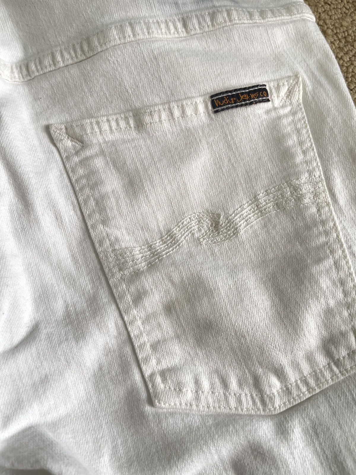 Nudie Jeans White Jeans Size US 33 - 3 Thumbnail