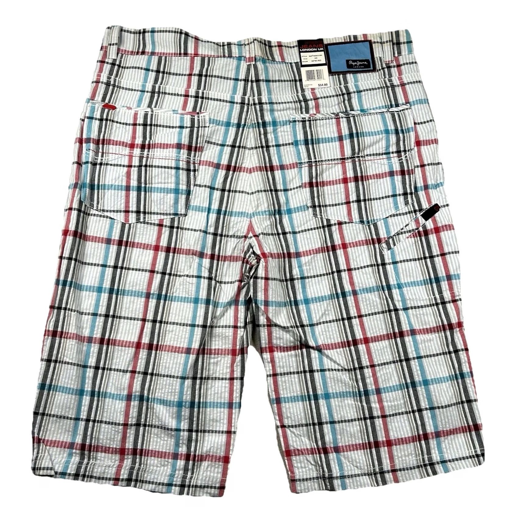 Pepe Jeans Pepe Jeans London Shorts Mens 42 Seersucker Plaid Bermuda Hip Hop Multicolor Cotton 5-Pocket 14in Inseam Baggy Relaxed Casual Mens Size US 42 / EU 58 - 2 Thumbnail