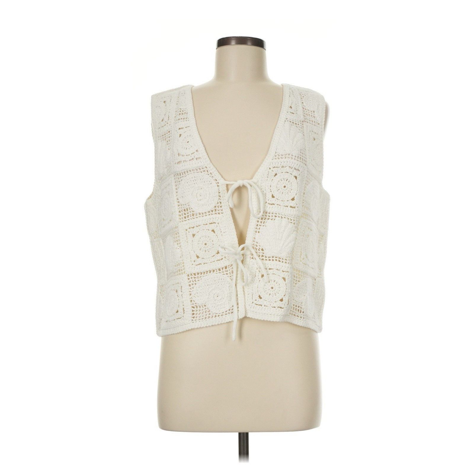 Rails Rails X L Space Paz White Crochet Shell Tie Front Tank Top M Size M / US 6-8 / IT 42-44 - 2 Thumbnail