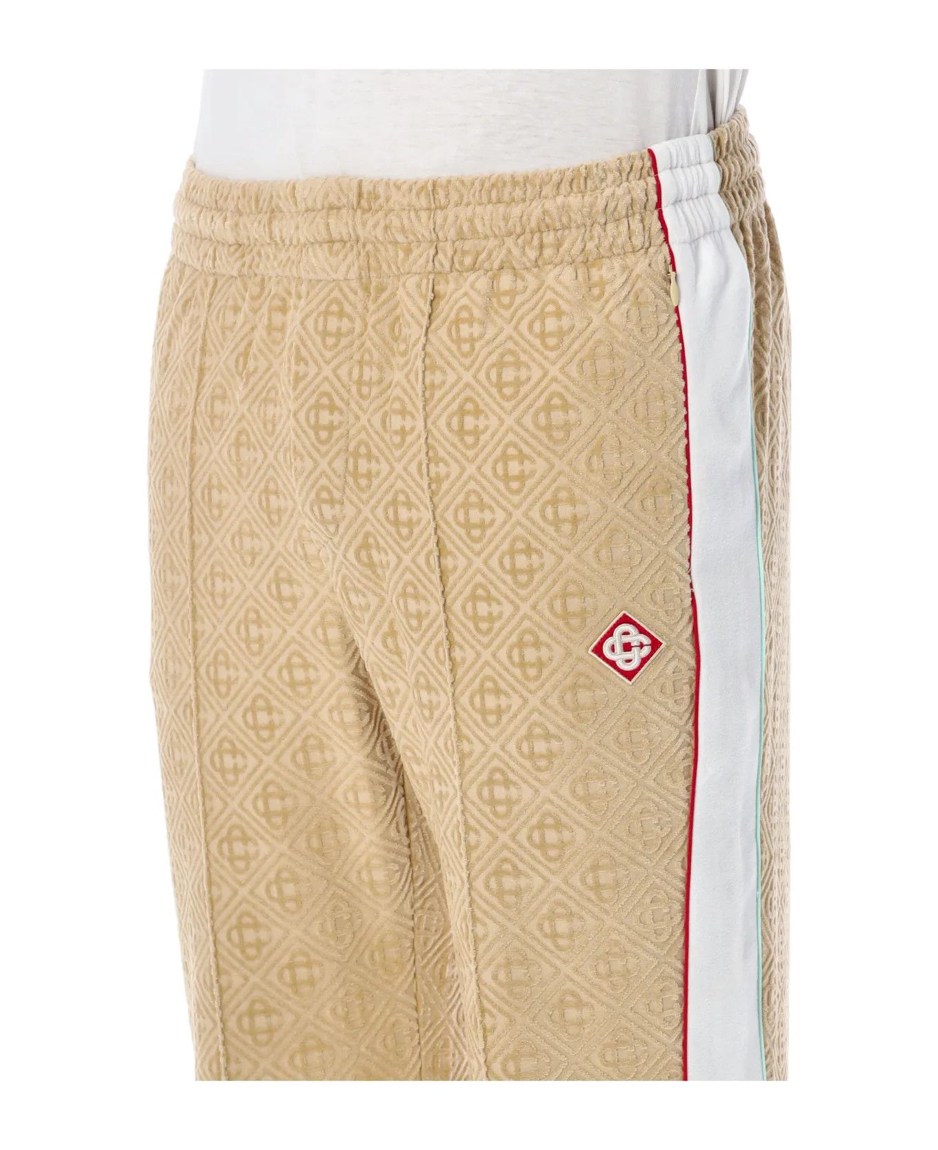 Casablanca o1mle0326 Monogram Velour Track Pants in Taupe Size US 32 / EU 48 - 3 Thumbnail