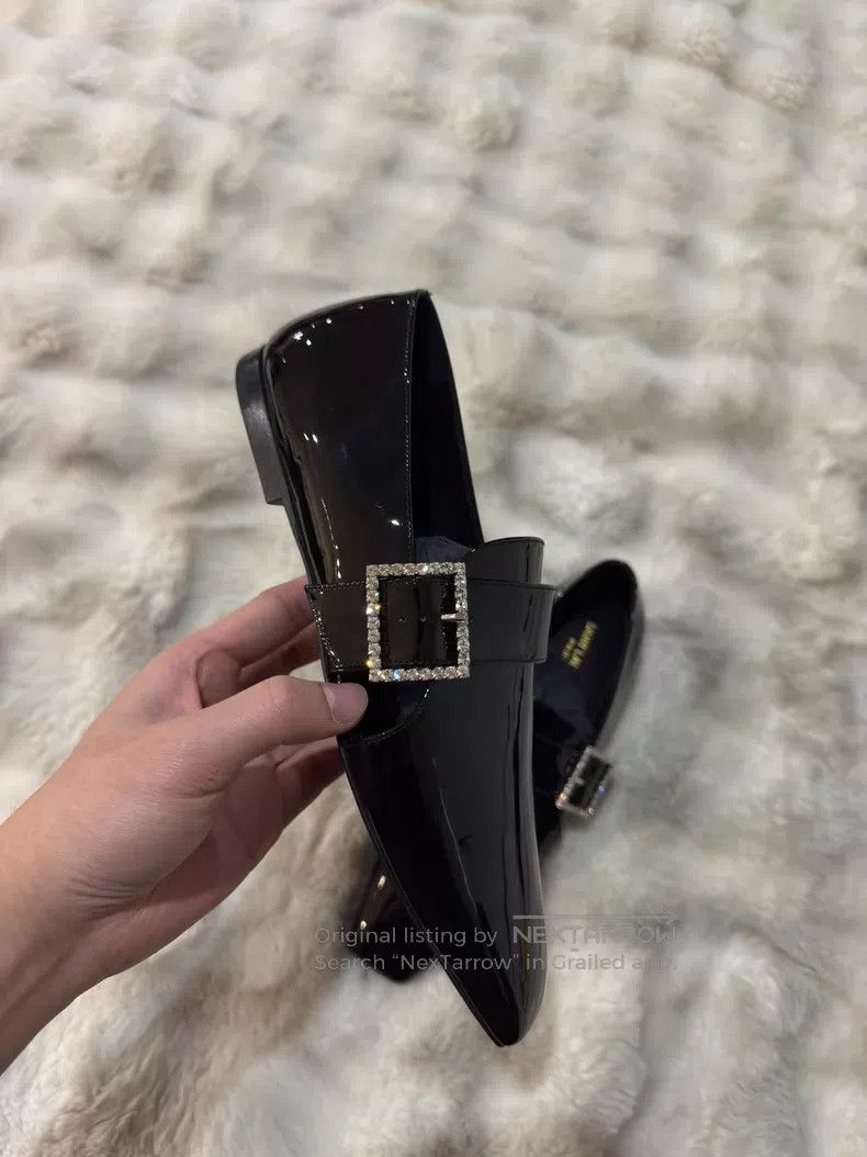 Saint Laurent Paris Saint Laurent Paris Crystal Buckle Loafers Leather Shoes Size US 7 / EU 40 - 7 Thumbnail