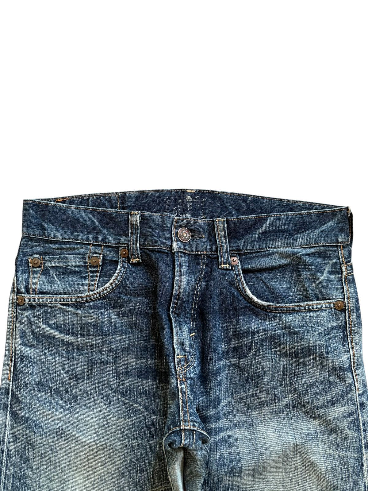 Edwin Vintage Edwin Blue Trip Faded Mud Wash Distress Flare Jeans Size US 34 / EU 50 - 4 Thumbnail
