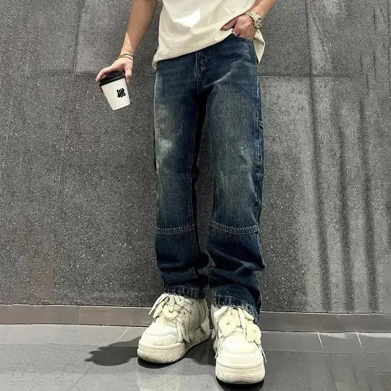Japanese Brand Monkey Washed Wide Leg Bottoms Zipper Spliced Denim Pants Size US 32 / EU 48 - 6 Thumbnail