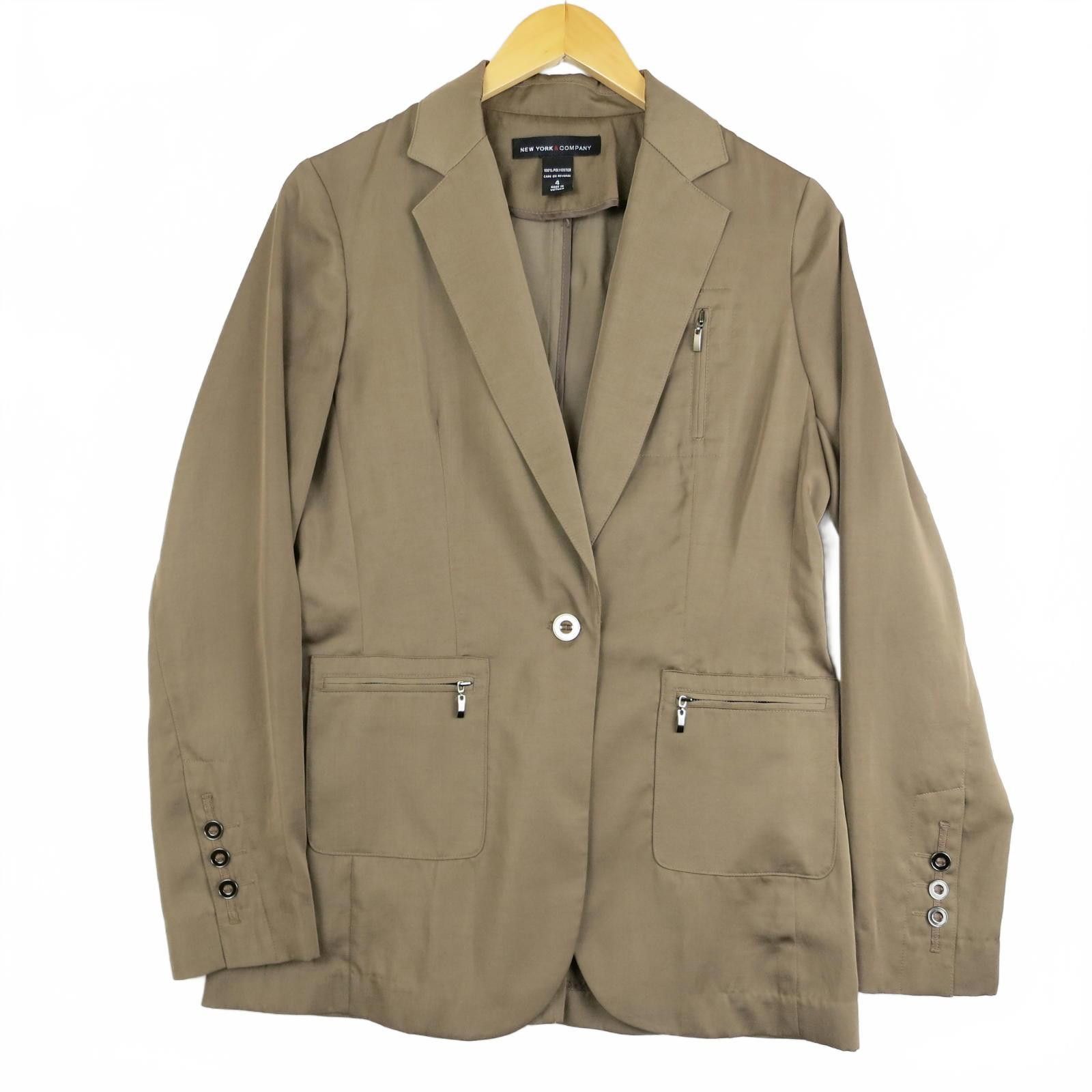 Other New York & Company Tan Blazer with Zip Pockets Size 4 Size S / US 4 / IT 40 - 1 Thumbnail