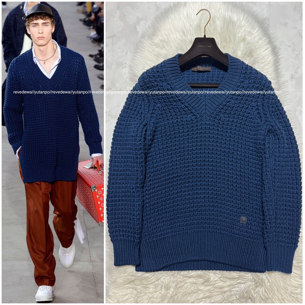 Louis Vuitton Auth Mint Condition Louis Vuitton Leather Patch Knit Sweater Size US M / EU 48-50 / 2 - 1 Thumbnail
