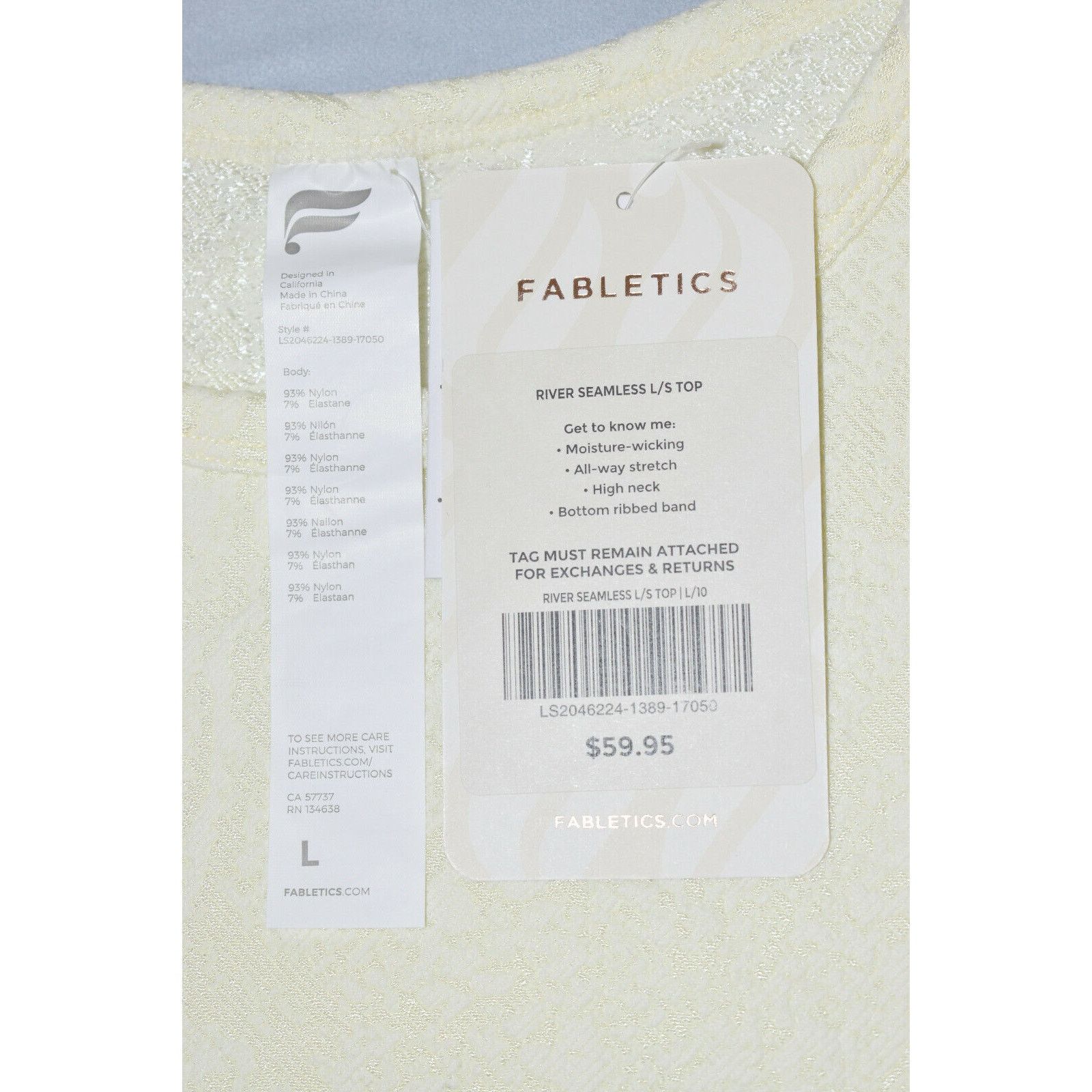 Fabletics NWT FABLETICS River Seamless Ivory Stretch Top Size L $60 Size L / US 10 / IT 46 - 5 Thumbnail