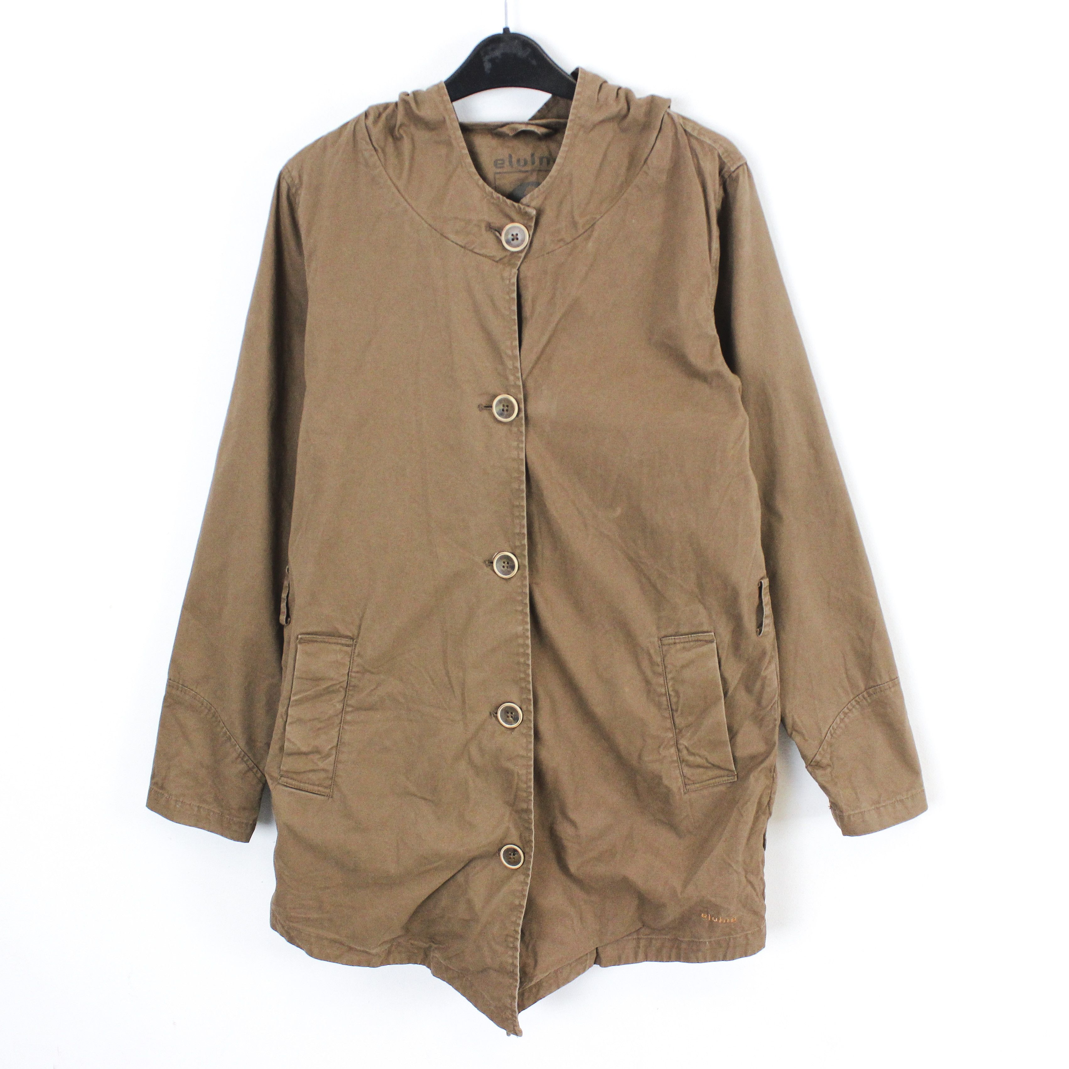ELVINE Jacket Coat Parka Lightweight Hooded Outerwear Cotton Brown Size S / US 4 / IT 40 - 1 Thumbnail