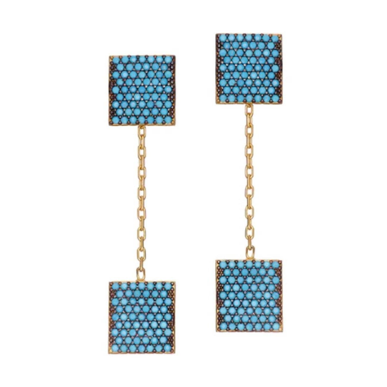 Other New 14K Gold Vermeil Turquoise Stone Earrings Size ONE SIZE - 2 Thumbnail