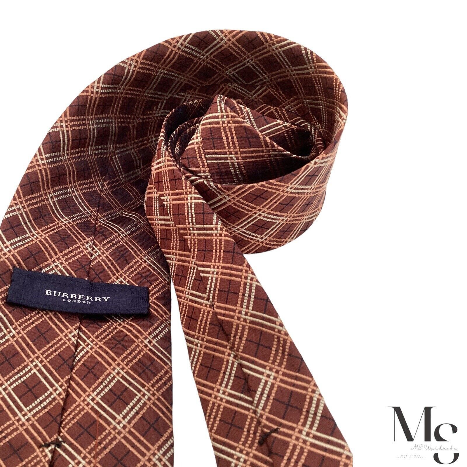 Burberry BURBERRY LONDON Brown PLaids & Cheks Silk Tie Made In Italy Size ONE SIZE - 3 Thumbnail
