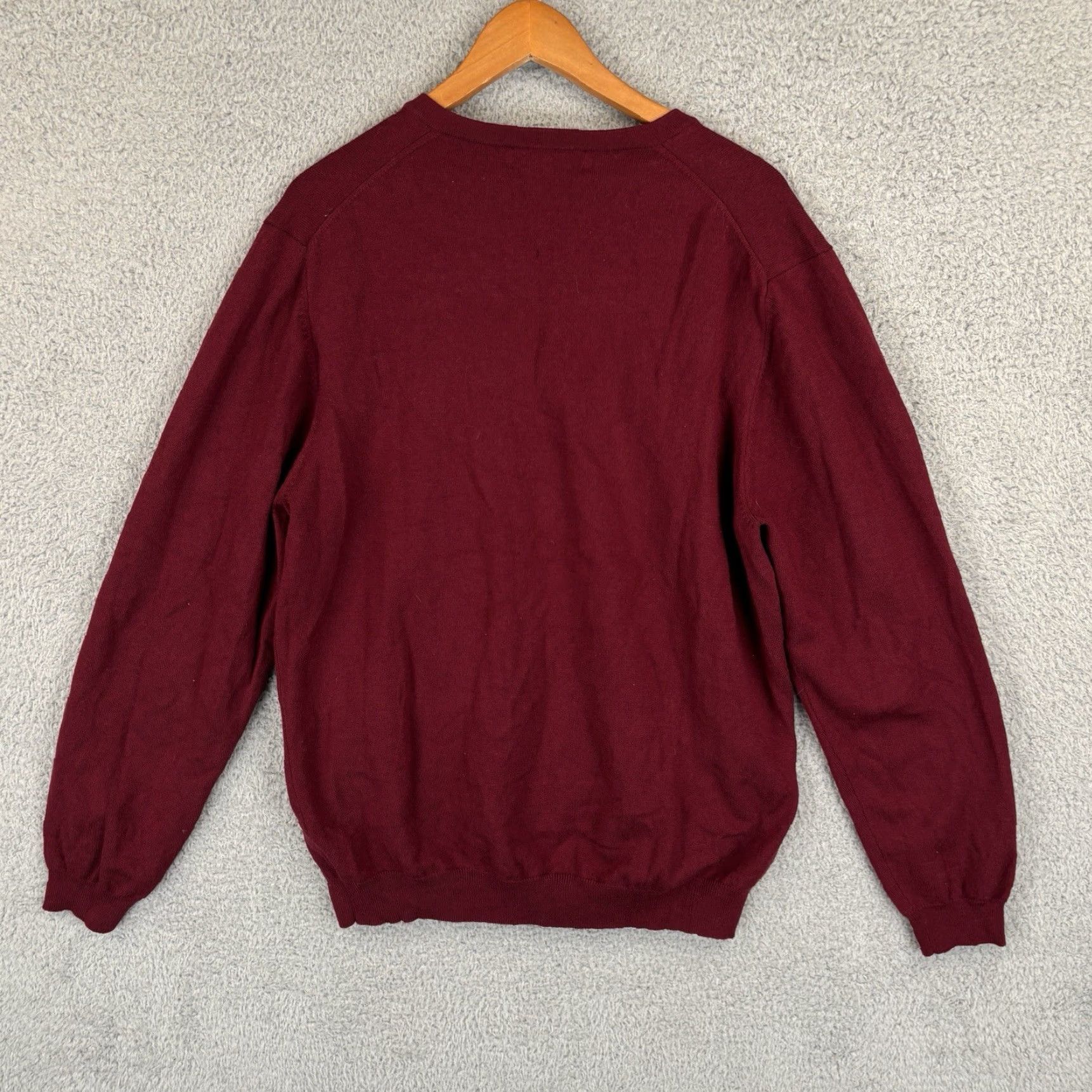 Brooks Brothers Brooks Brothers Sweater Mens XL V-Neck Burgundy Merino Wool Blend Knit Pullover Size US XL / EU 56 / 4 - 2 Thumbnail