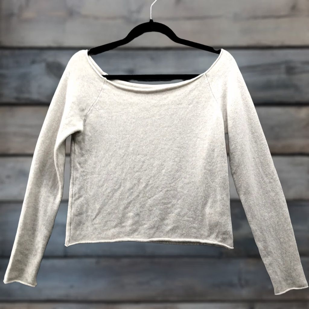 Brandy Melville Brandy Melville Merino Wool Sweater Womens One Size Off Shoulder Boat Neck Beige Size ONE SIZE - 1 Thumbnail