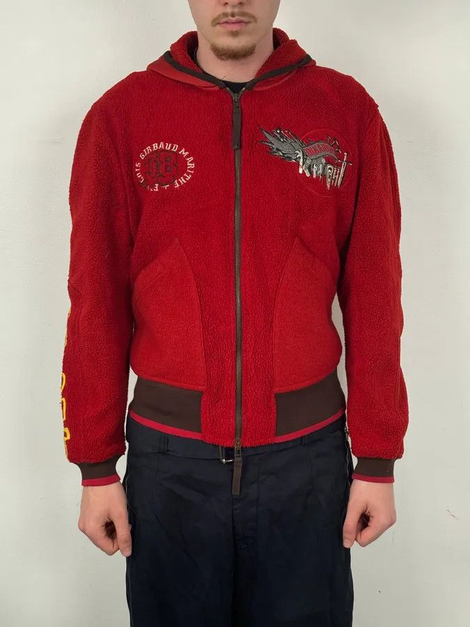 Marithe + Francois Girbaud 1990s Marithé + François Girbaud Red Fleece Embroidered Zip Jacket Size US S / EU 44-46 / 1 - 2 Thumbnail