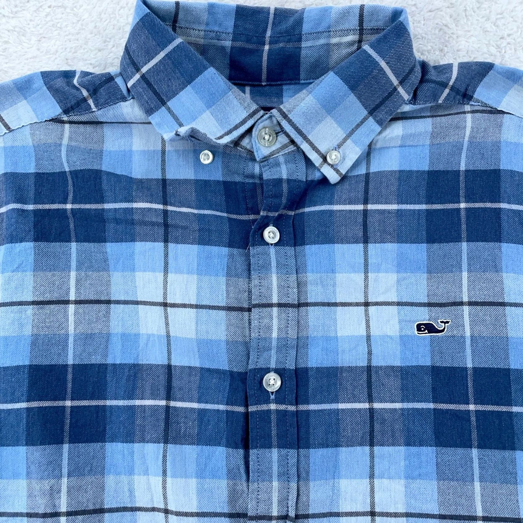 Vineyard Vines Vineyard Vines Whale Shirt Mens Small Blue Plaid Stretch Button-Down Collar Shirt Size US S / EU 44-46 / 1 - 2 Thumbnail