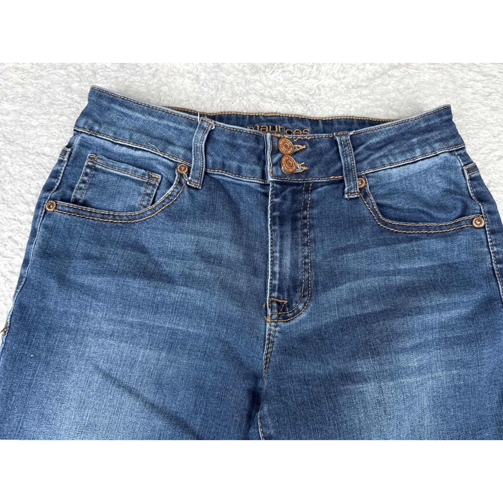 Vintage Maurices Jeans Womens 4 Blue High Rise Skinny Double Button Zip Ankle Denim Slim Stretch 5-Pocket Classic Medium Blue 90s City USA Mens? Size 27" / US 4 / IT 40 - 4 Thumbnail