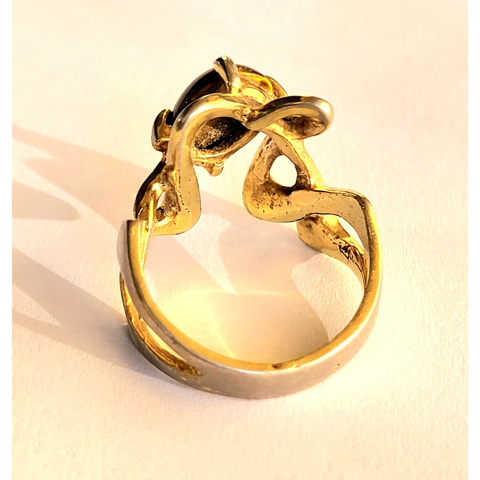& Other Stories VTG Uncas Tiger Eye Gold Ring 18K HGE Modern Sz 6 Estate Size ONE SIZE - 4 Thumbnail