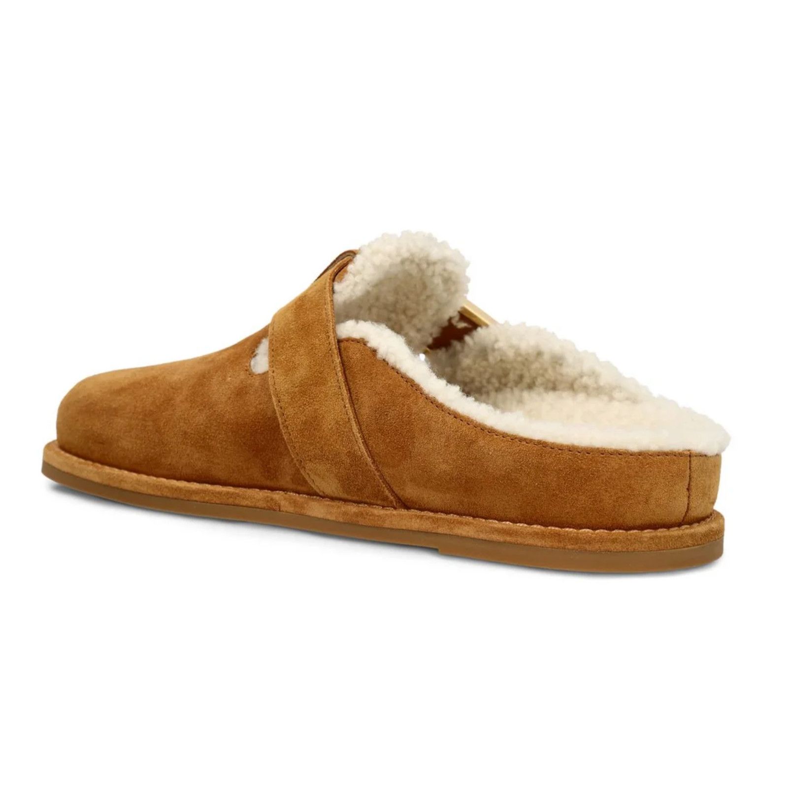 Fendi Fendi Feel Mules Caramel Brown Suede Shearling FF Gold Logo Size US 12 / IT 42 - 10 Thumbnail