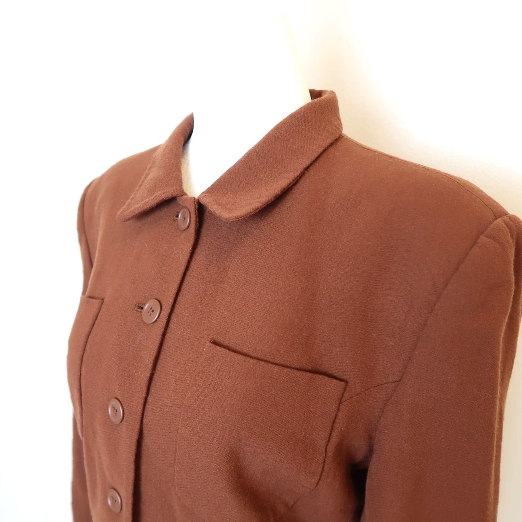 Jones New York VINTAGE Jones New York chocolate brown wool blazer jacket 10 Jacket 90s Military Size L / US 10 / IT 46 - 5 Thumbnail