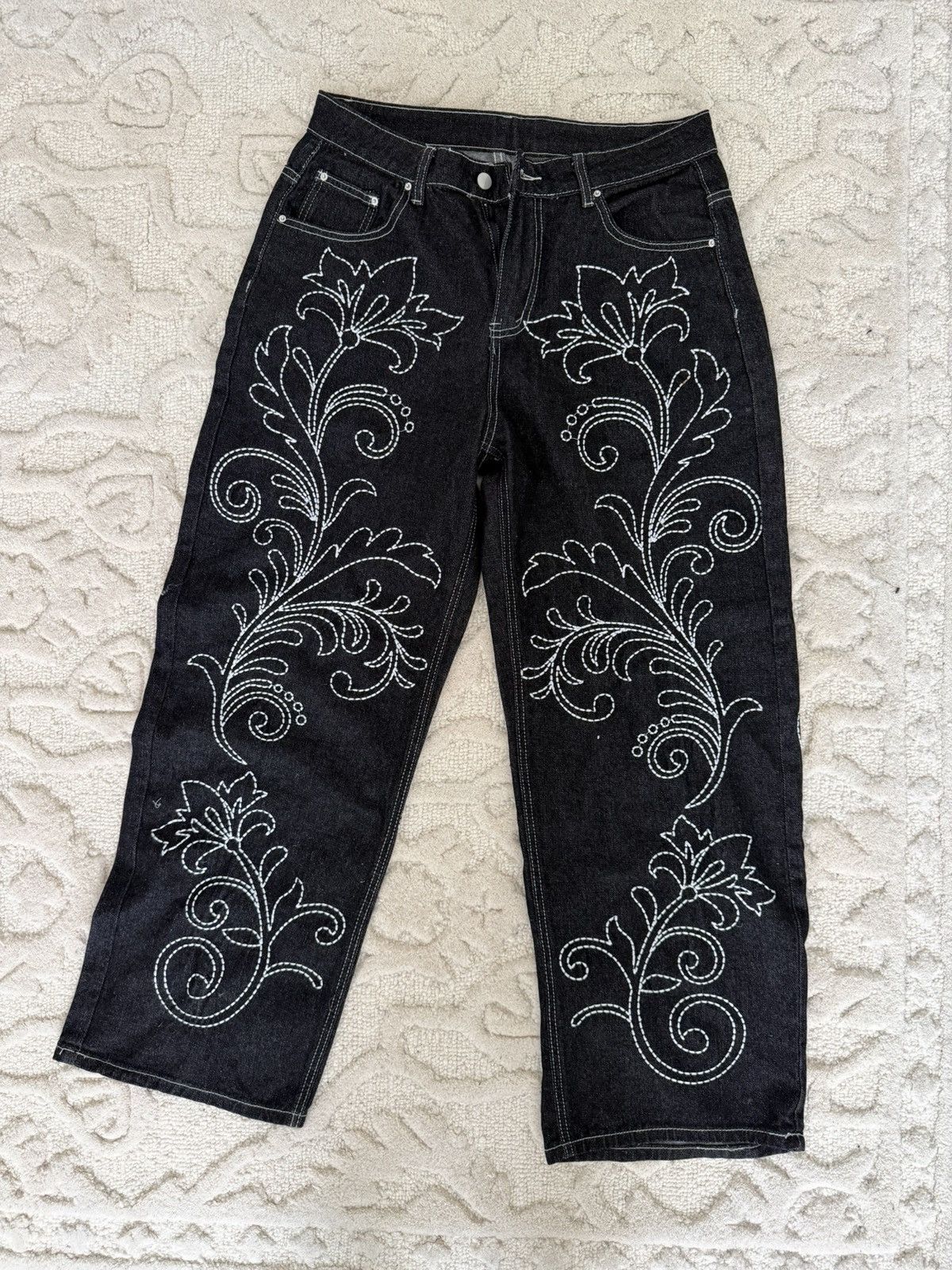 Vintage EMBROIDERED JEANS FRONT AND BACK Size US 32 / EU 48 - 1 Thumbnail