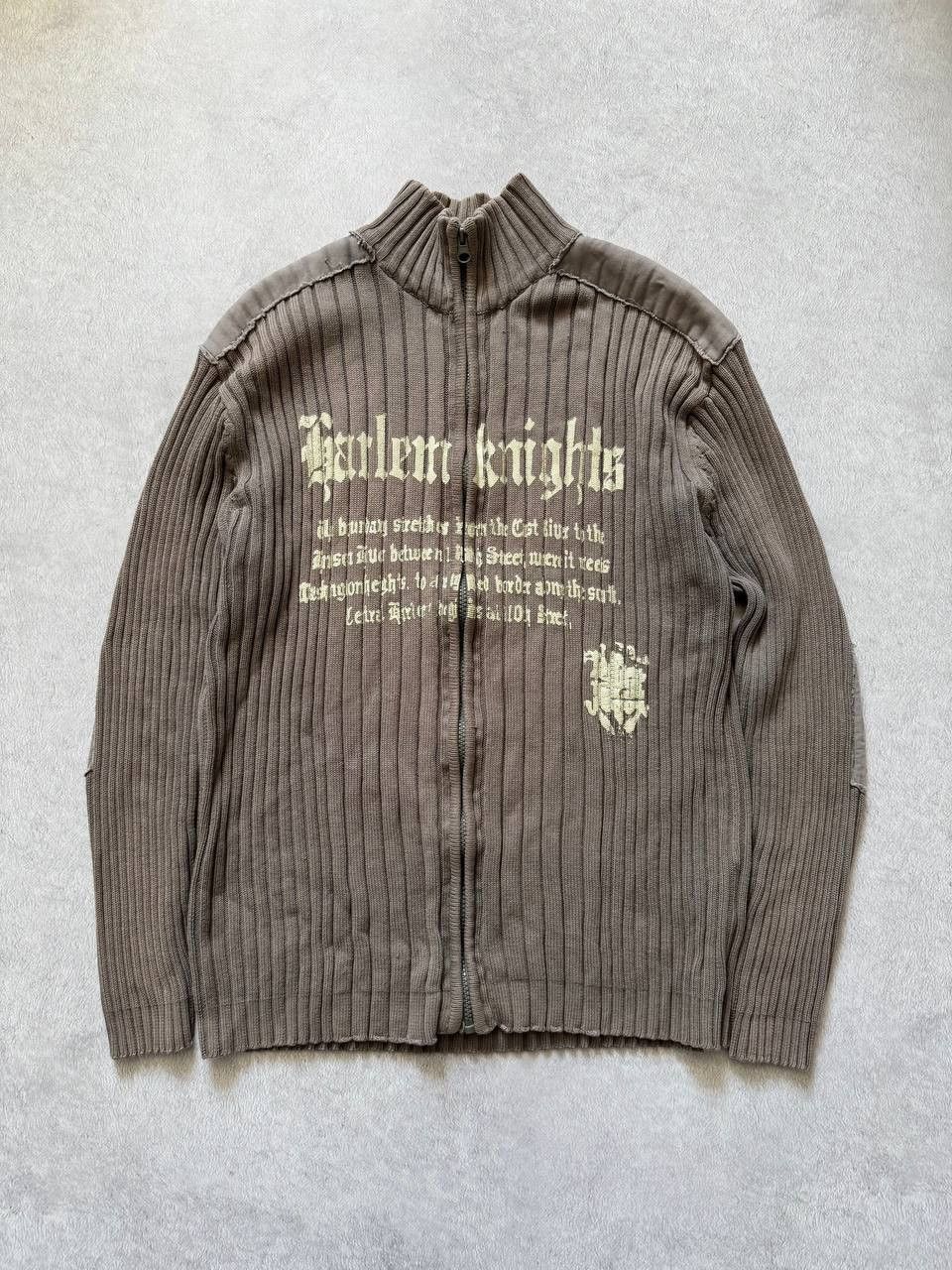Avant Garde Y2K Japanese Diesel Style Ribbed Sweater - Zip