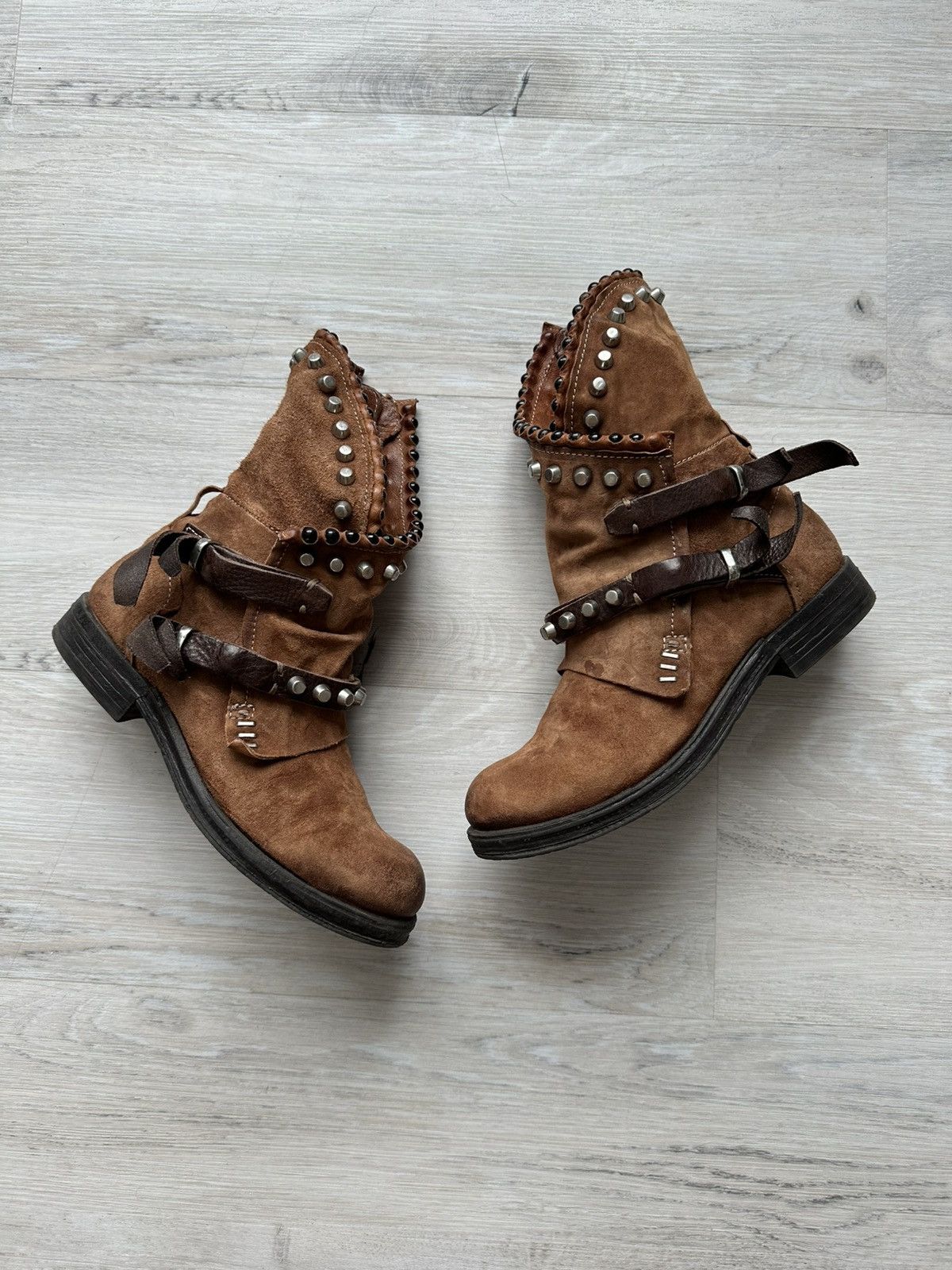 If Six Was Nine Vintage Italian AS 98 Rick Owens Style Leather Biker Boots Size US 7 / IT 37 - 4 Thumbnail