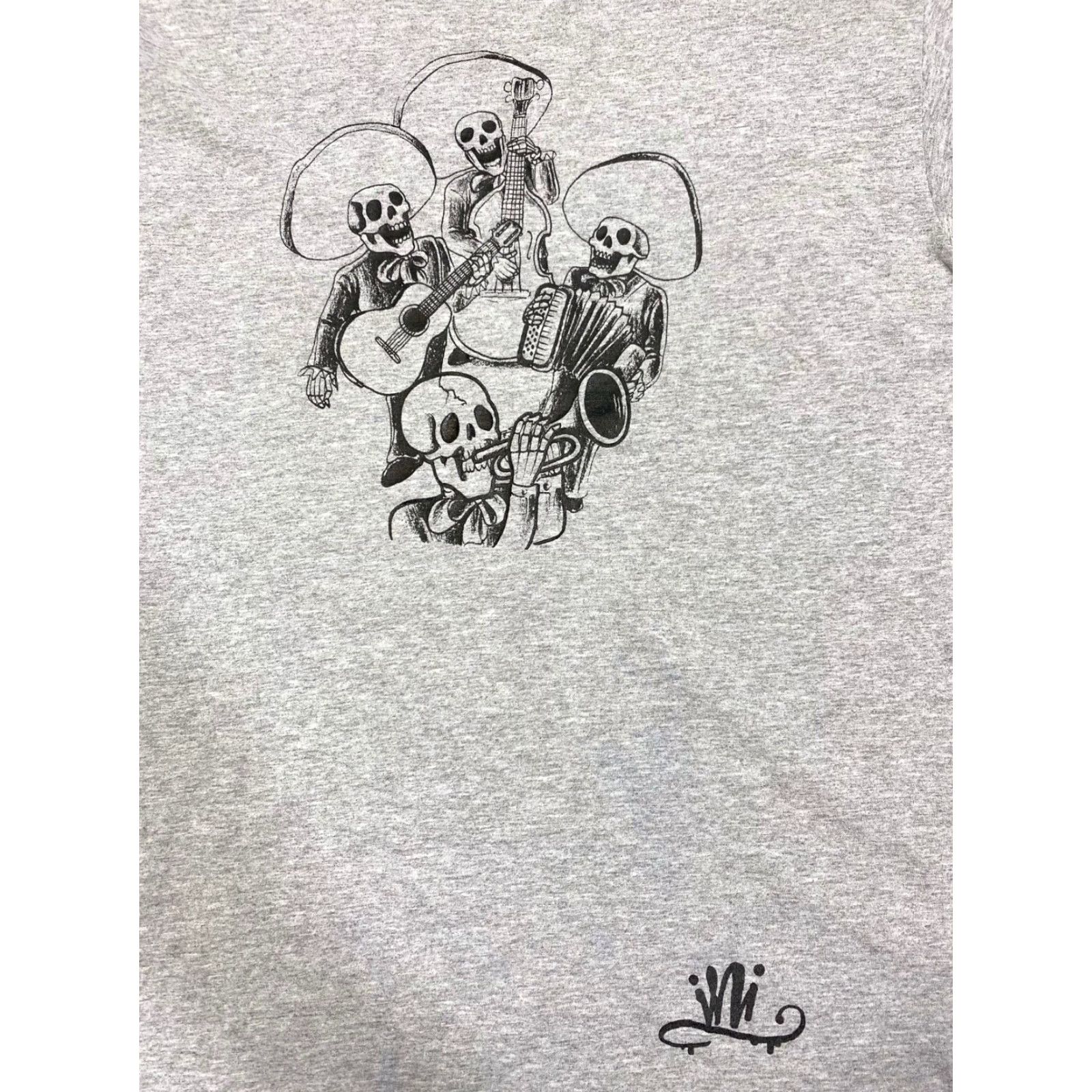 Jerzees VINTAGE Jerzees Dia De Los Muertos Marachi Gray Short Sleeve Shirt M Crew Neck Cotton Blend Logo Unisex Adults Skulls 1603 Size US M / EU 48-50 / 2 - 4 Thumbnail