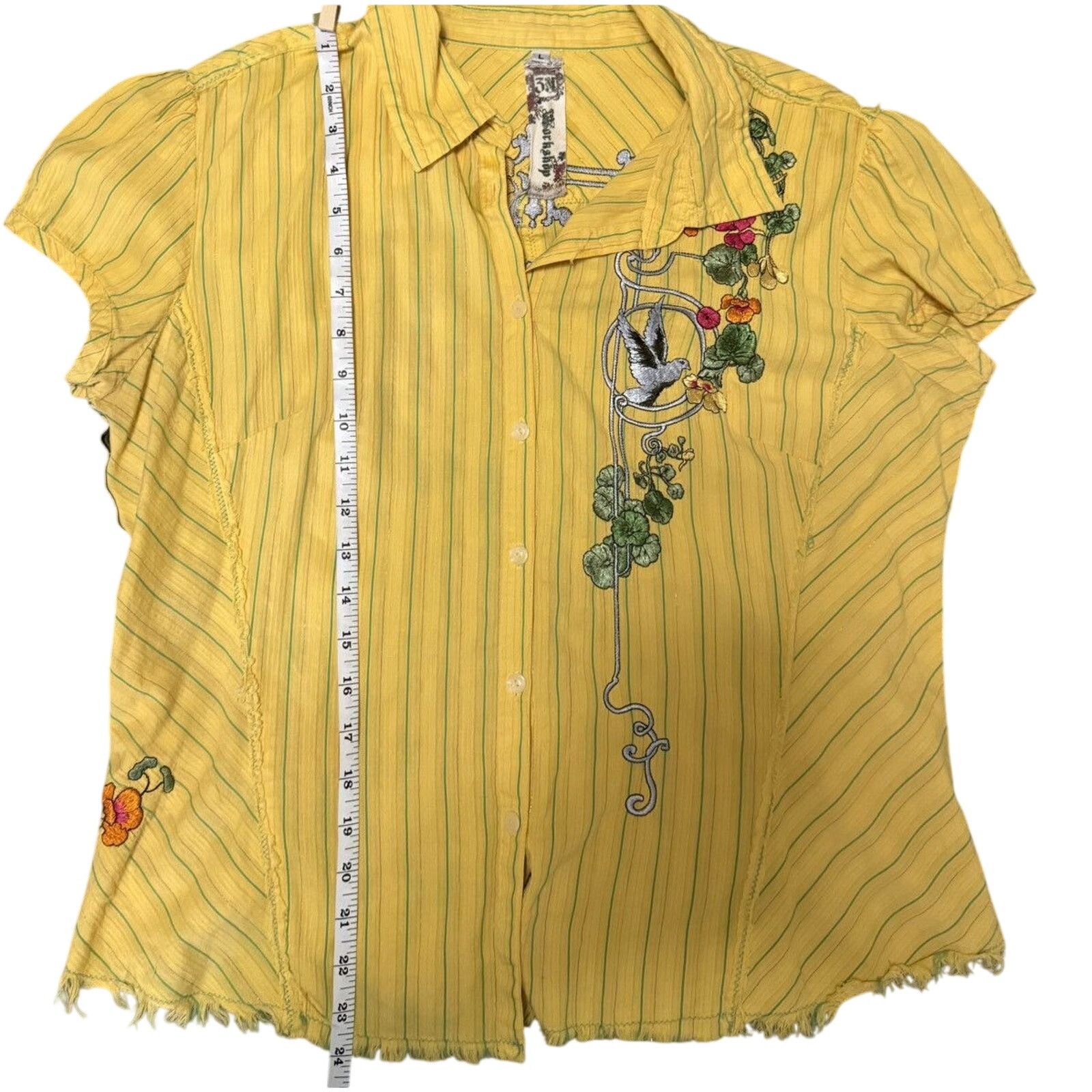 Other 3J Workshop Yellow button down “Amore” embroidered details Size L / US 10 / IT 46 - 14 Thumbnail