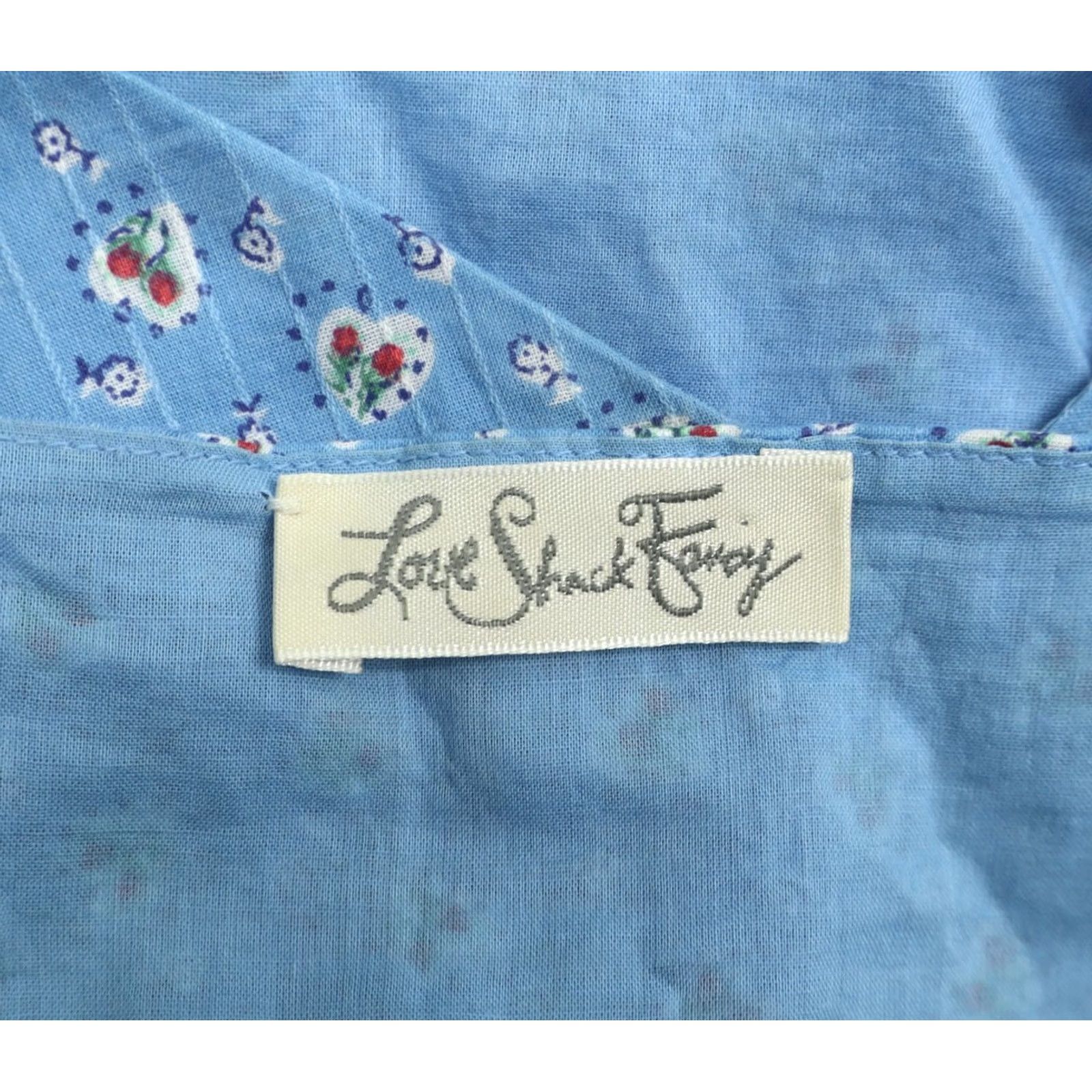 LoveShackFancy LoveShackFancy Women's Maya Wrap Dress Ruffle Uneven Hem Blue Sz 2 Midi V-Neck Floral Party/Cocktail 100% Cotton Machine Washable Size XS / US 0-2 / IT 36-38 - 6 Thumbnail