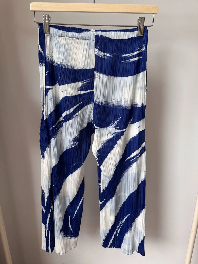 Issey Miyake Issey Miyake size:2 Blue white cloud pleated long pants Size 32" / US 10 / IT 46 - 7 Thumbnail