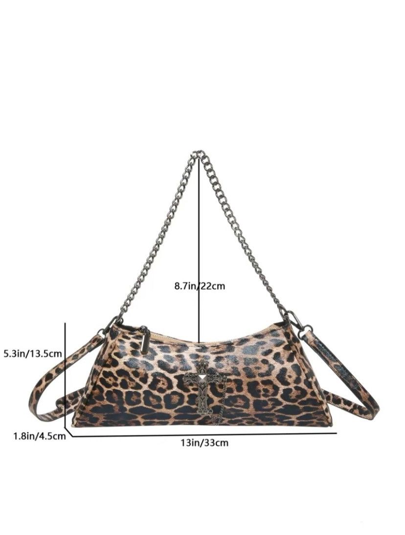 Vintage Leopard Pattern Criss Cross Design Crossbody Cheetah Bag Size ONE SIZE - 2 Thumbnail