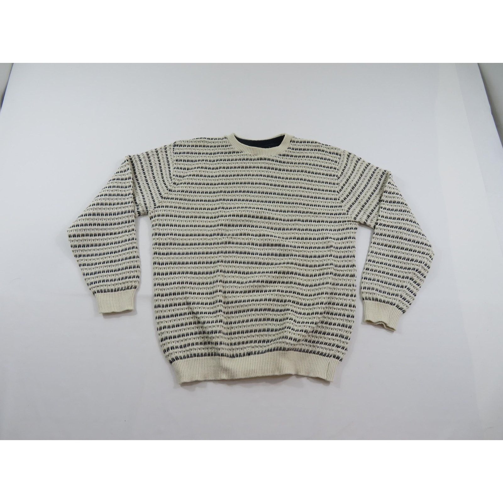 Bill Blass Bill Blass Sweater Textured Pullover Beige Blue L-XL? 1990s Size US L / EU 52-54 / 3 - 1 Thumbnail