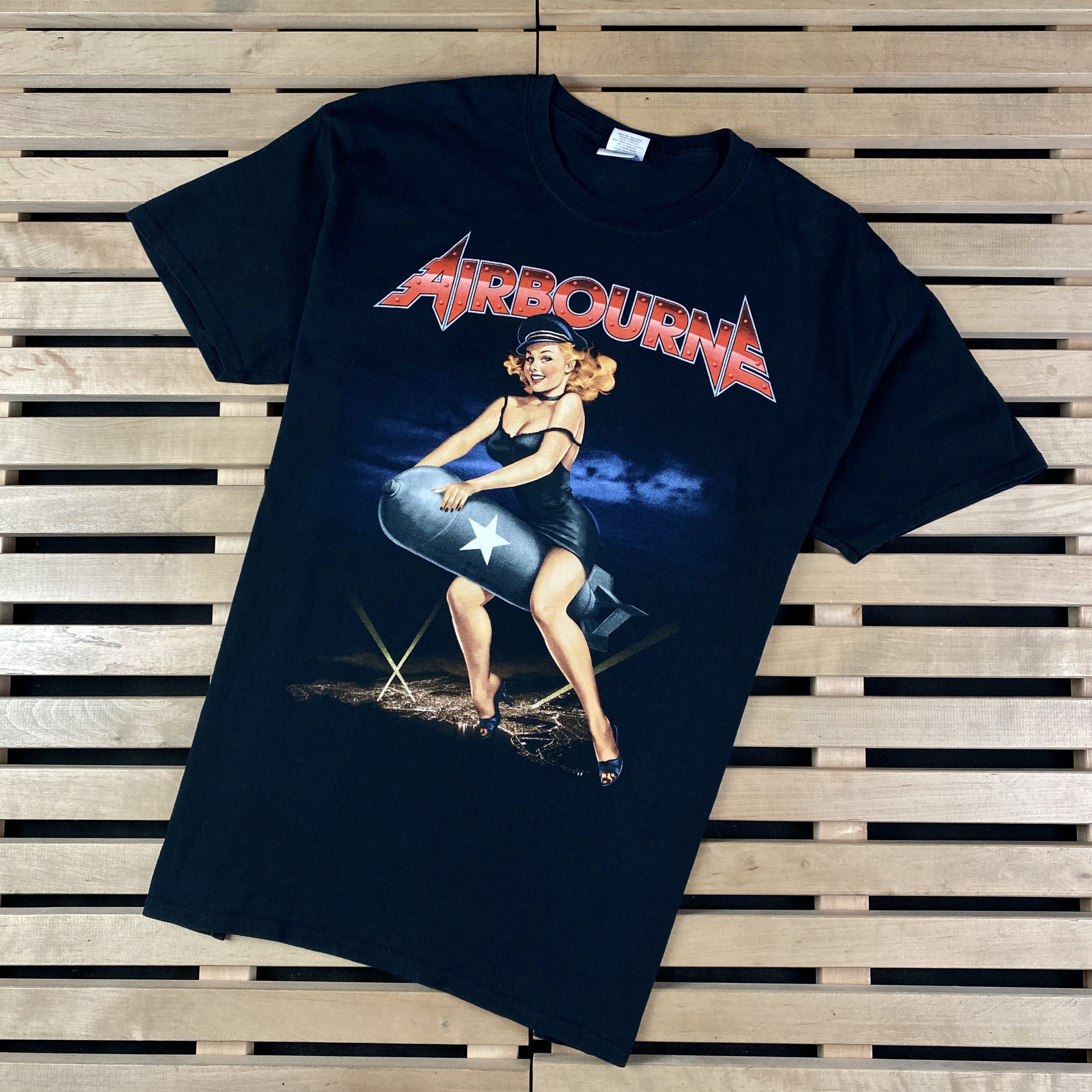 Band Tees × Vintage Mens Vintage T-Shirts Airbourne Size L Cotton Size US L / EU 52-54 / 3 - 1 Thumbnail