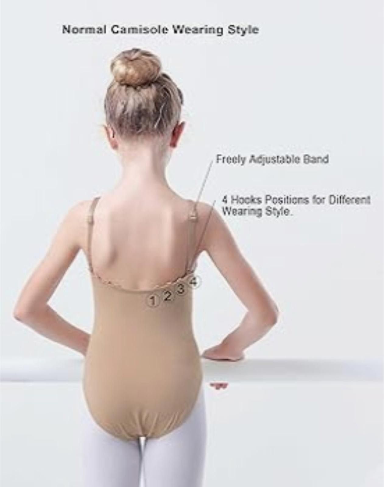 Other Kids Tan Ballet Leotard 4-6Y Adjustable Straps Gymnastics Size ONE SIZE - 3 Thumbnail