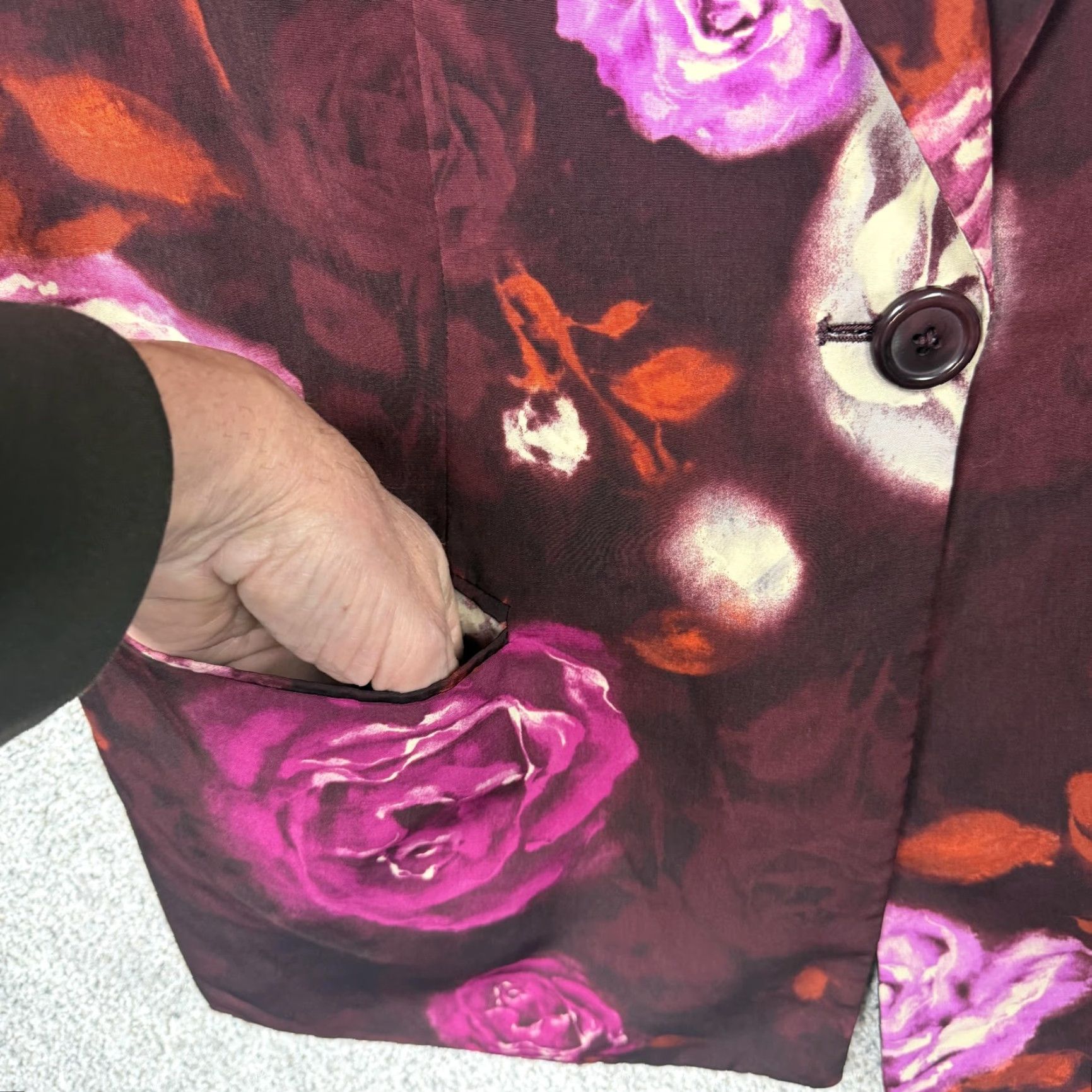Vintage SUSAN GRAVER Blazer Womens 1X Plus Burgundy Floral Office Chic Bohemian Gothic Pattern Blazer Jacket Size XL / US 12-14 / IT 48-50 - 5 Thumbnail