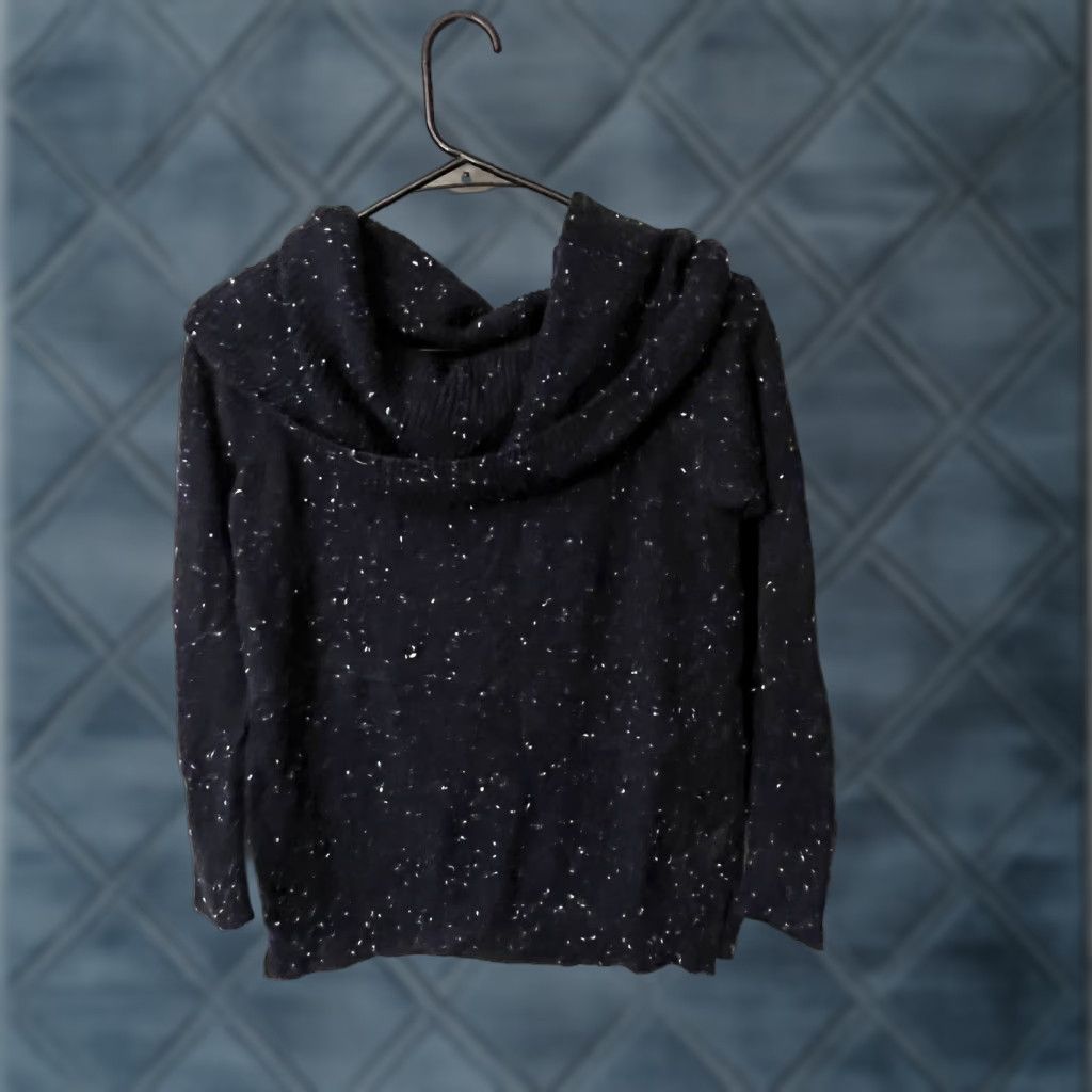 Loft Loft XS Navy Speckled Women Long Sleeve Cowl Neck Tunic Sweater Size XS / US 0-2 / IT 36-38 - 1 Thumbnail