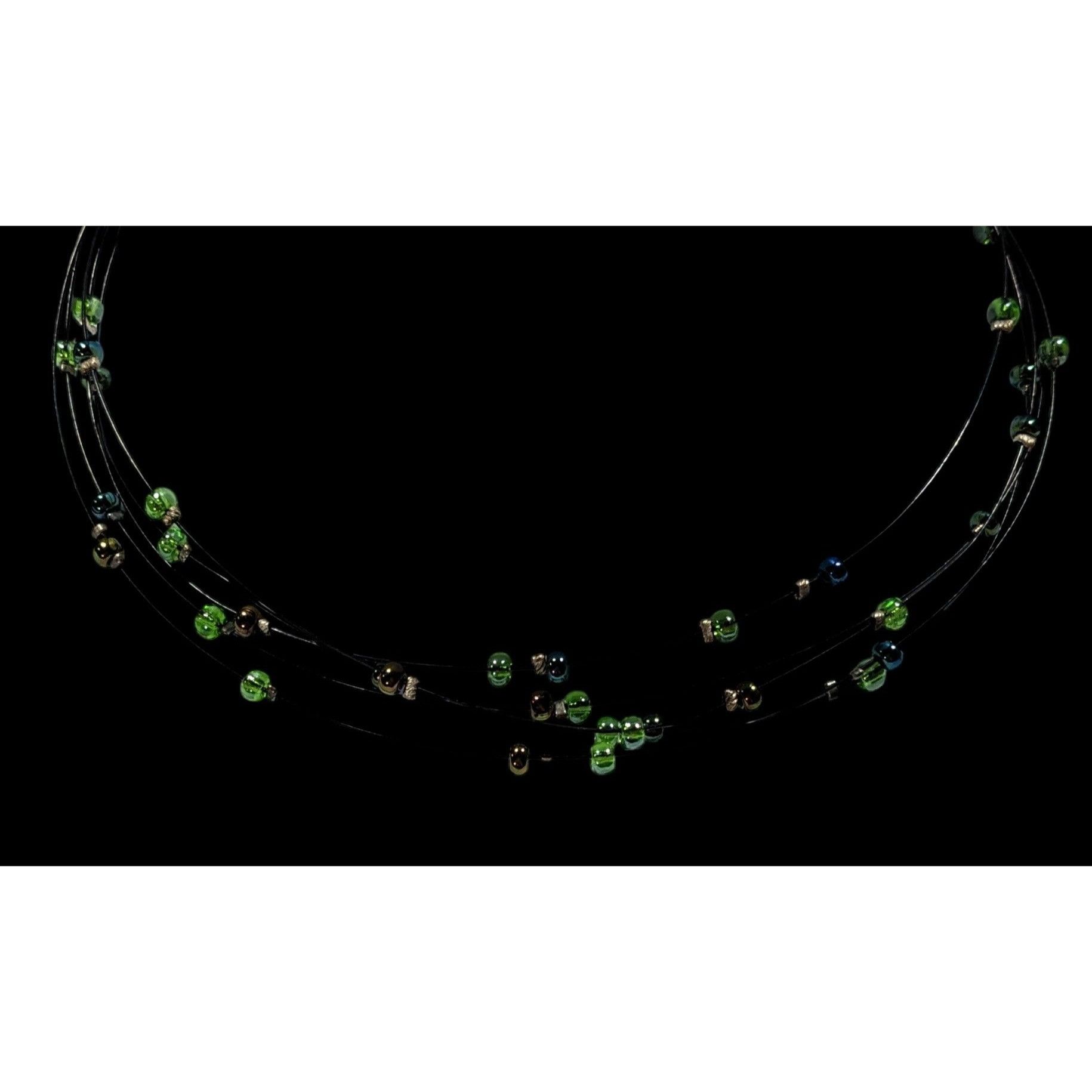 Other Casual Green And Brown Layered Floating Glass Bead Necklace Size ONE SIZE - 4 Thumbnail