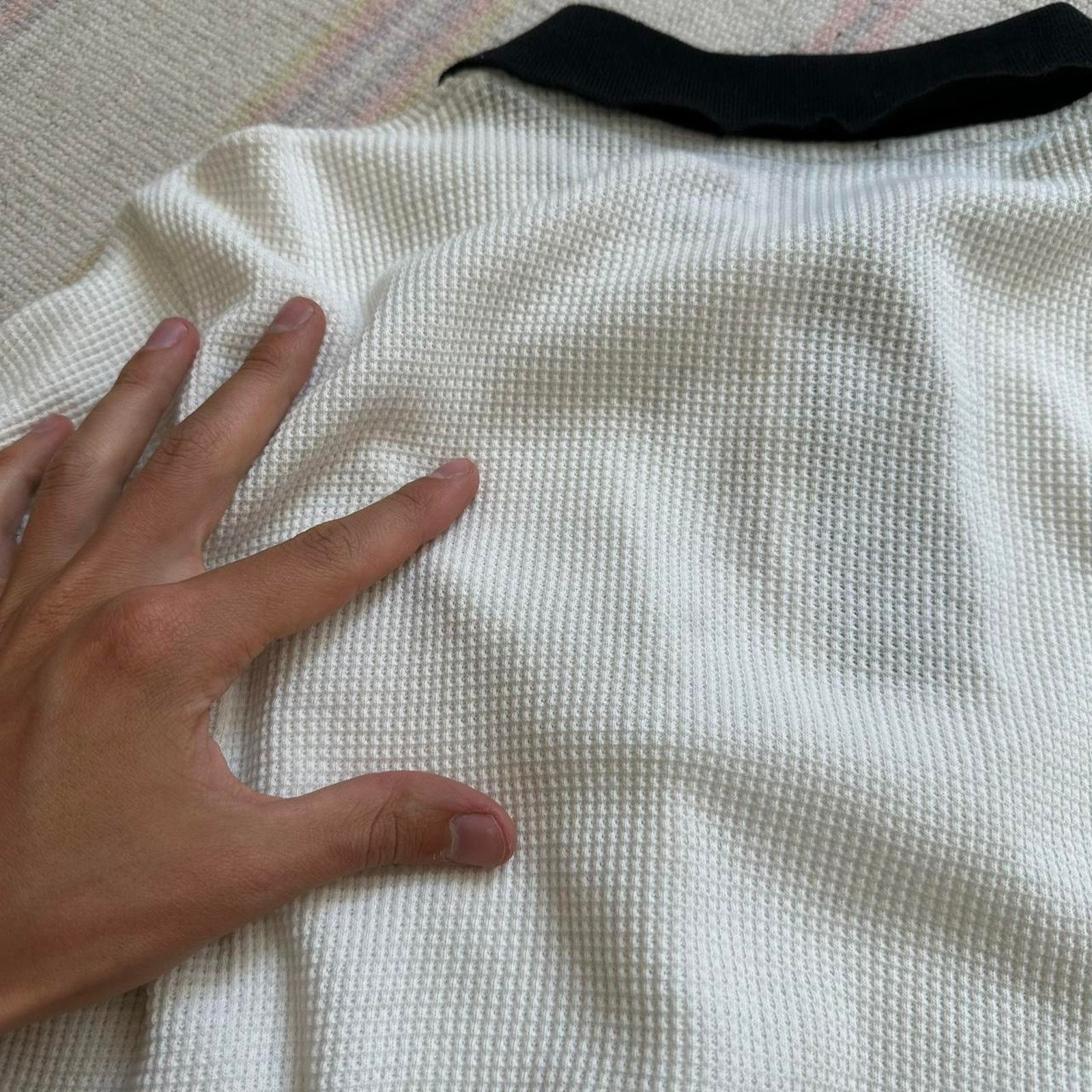 Nautica × Vintage Vintage 80s 90s Nautica White Black Waffle Shortsleeve Polo Size US S / EU 44-46 / 1 - 8 Thumbnail