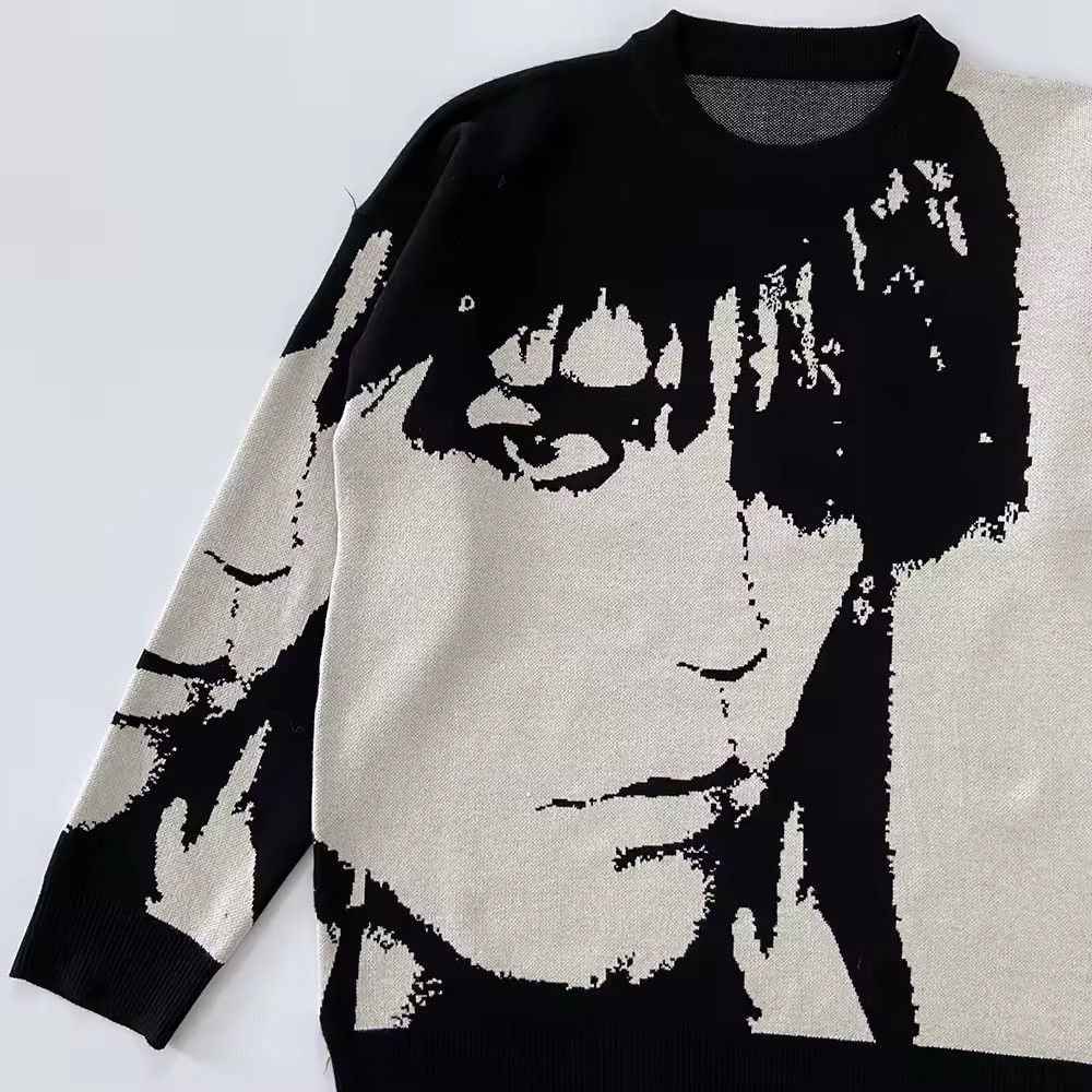 Designer × Vintage Design Knitted Streetwear Face Print Pullover Sweater Size US L / EU 52-54 / 3 - 2 Thumbnail