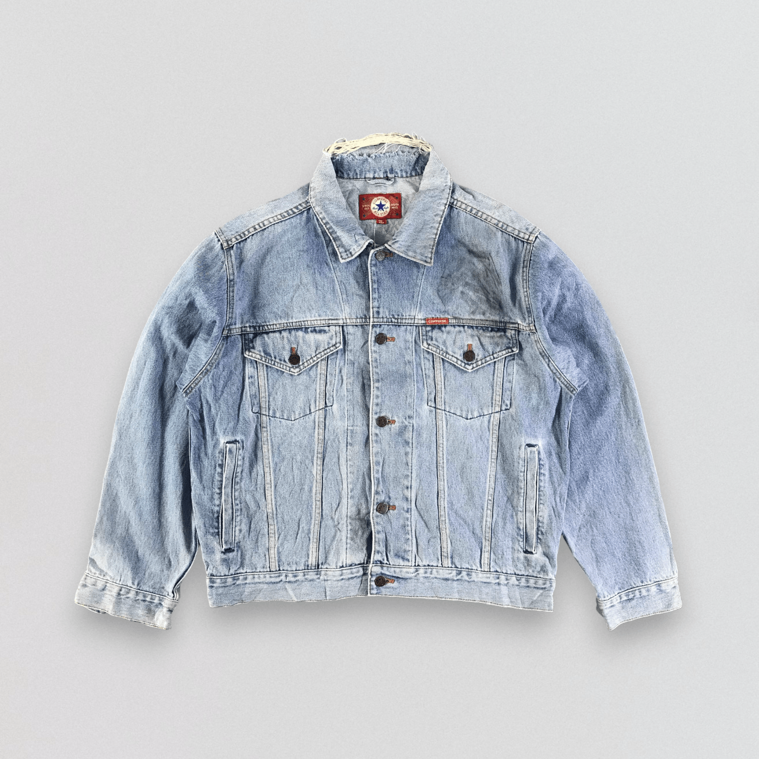 Converse Vintage Distressed Converse Denim Jacket Size US L / EU 52-54 / 3 - 1 Thumbnail