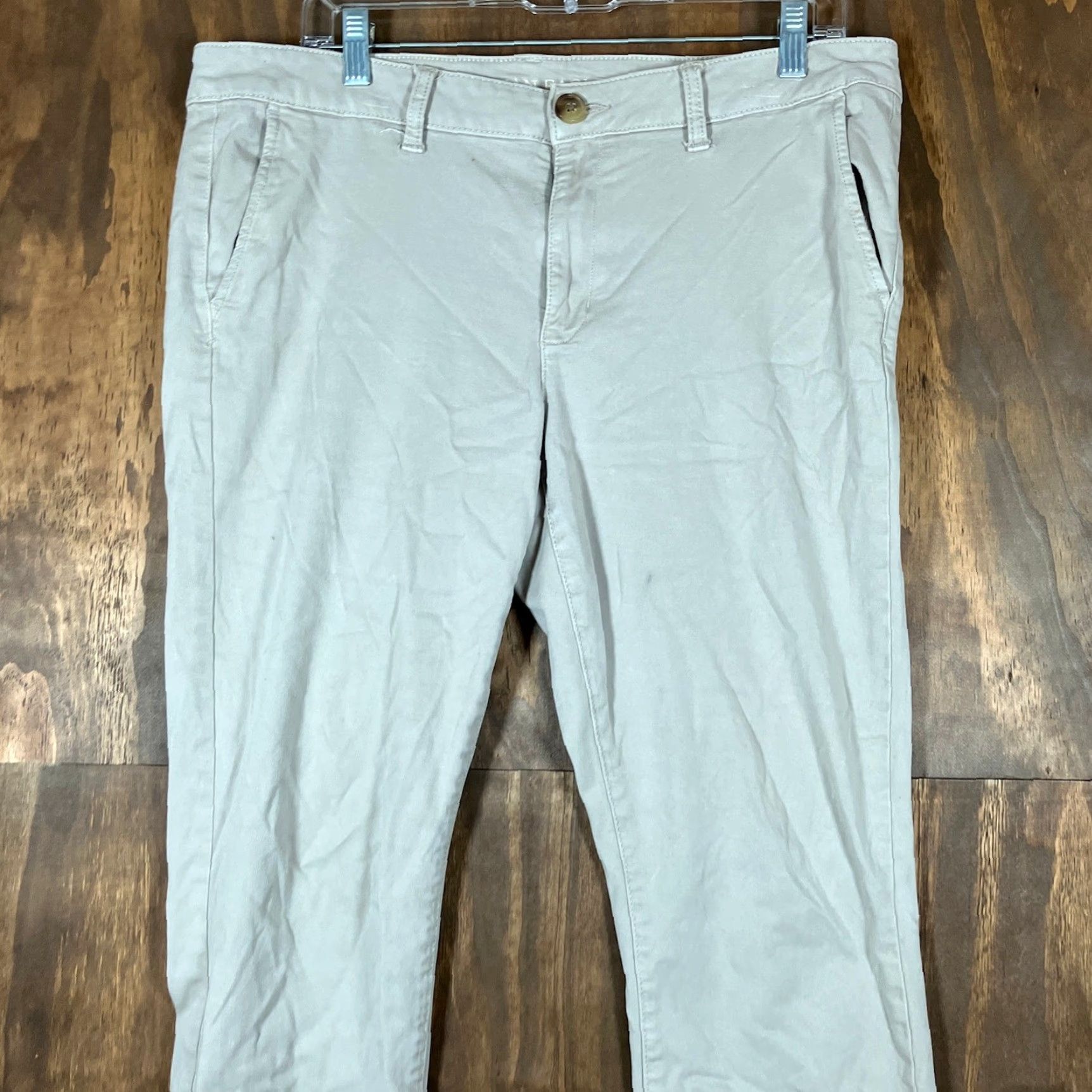 American Eagle Outfitters American Eagle Womens Pants Tan Mid Rise Skinny Super Stretch X 16 Regular Size 25" / US 0 / IT 36 - 2 Thumbnail