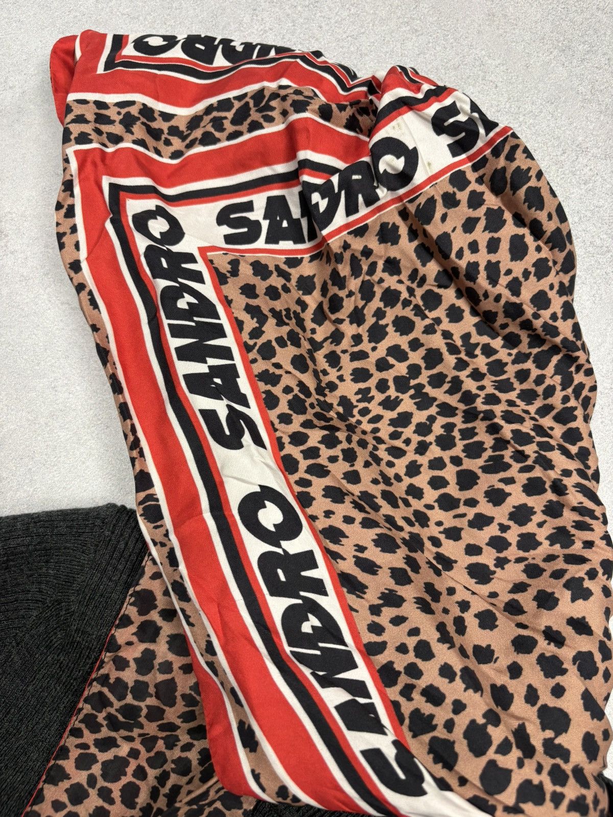 Sandro Sandro Paris Wool Blend Sweater With Silk Leopard Scarf Hood Size XS / US 0-2 / IT 36-38 - 9 Thumbnail
