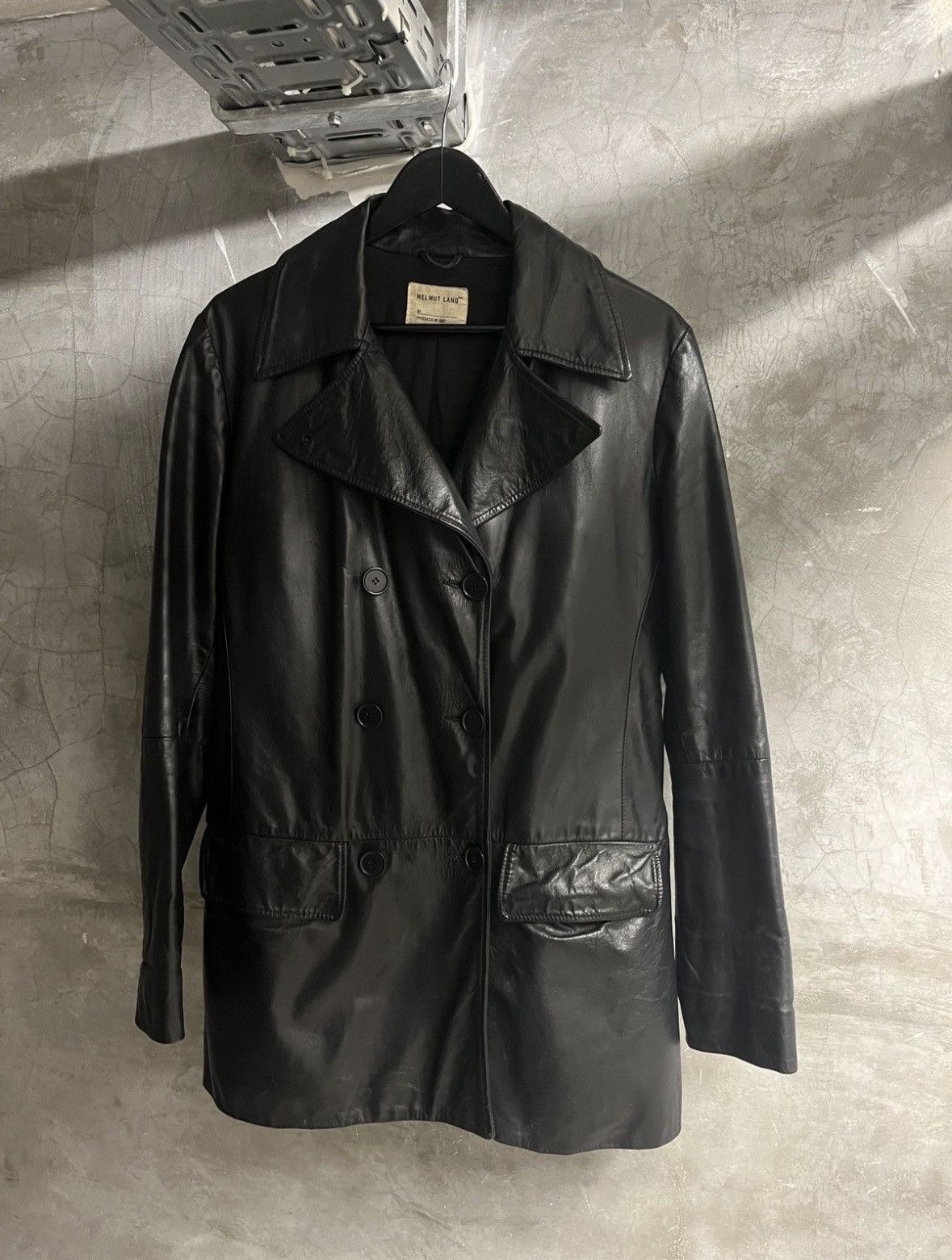 Helmut Lang ARCHIVE HELMUT LANG DOUBLE BREASTED LEATHER COAT | Grailed
