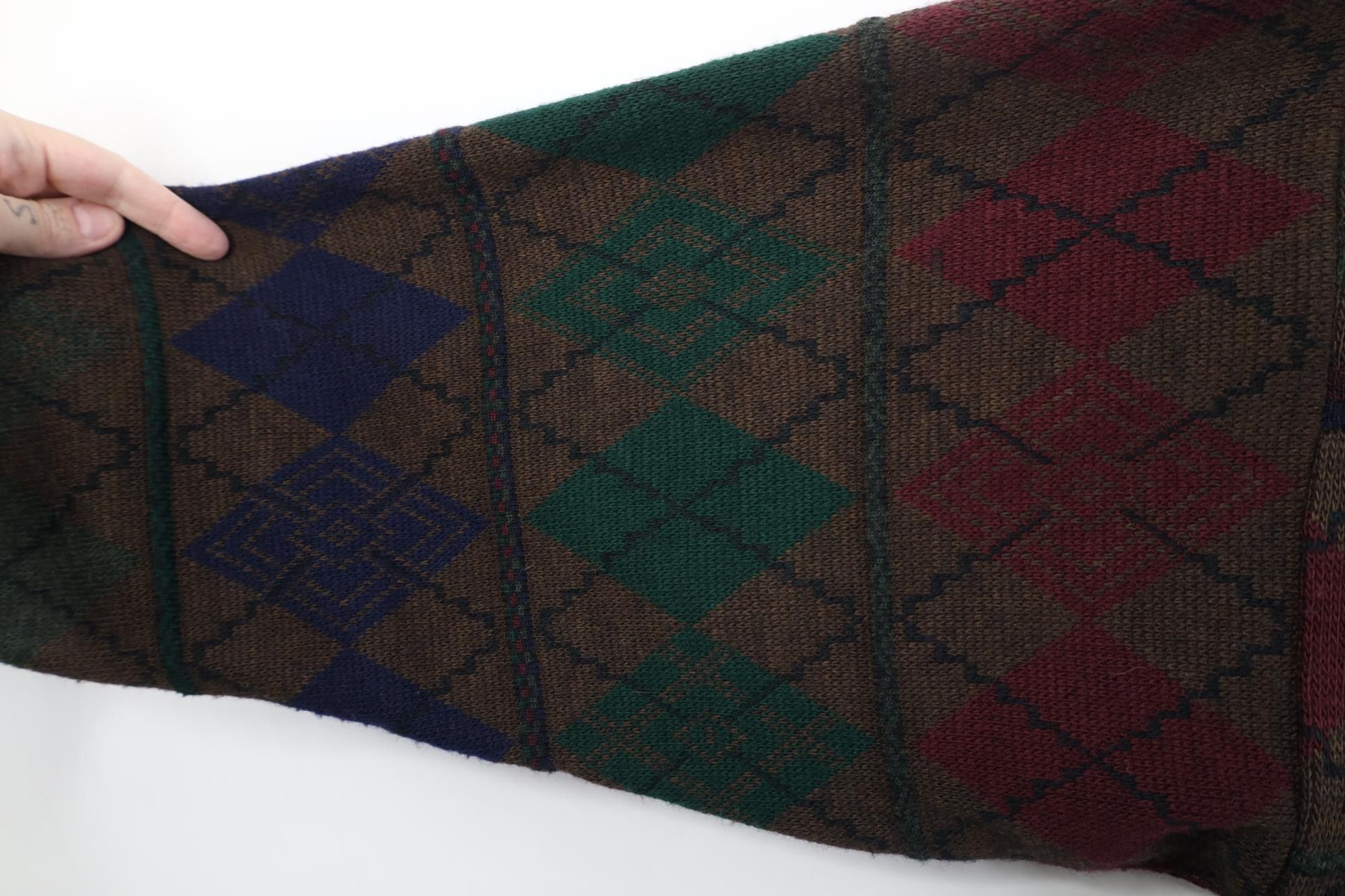 Vintage Vintage 90s Streetwear Knit Argyle Diamond Cardigan Sweater Size US XXL / EU 58 / 5 - 6 Thumbnail
