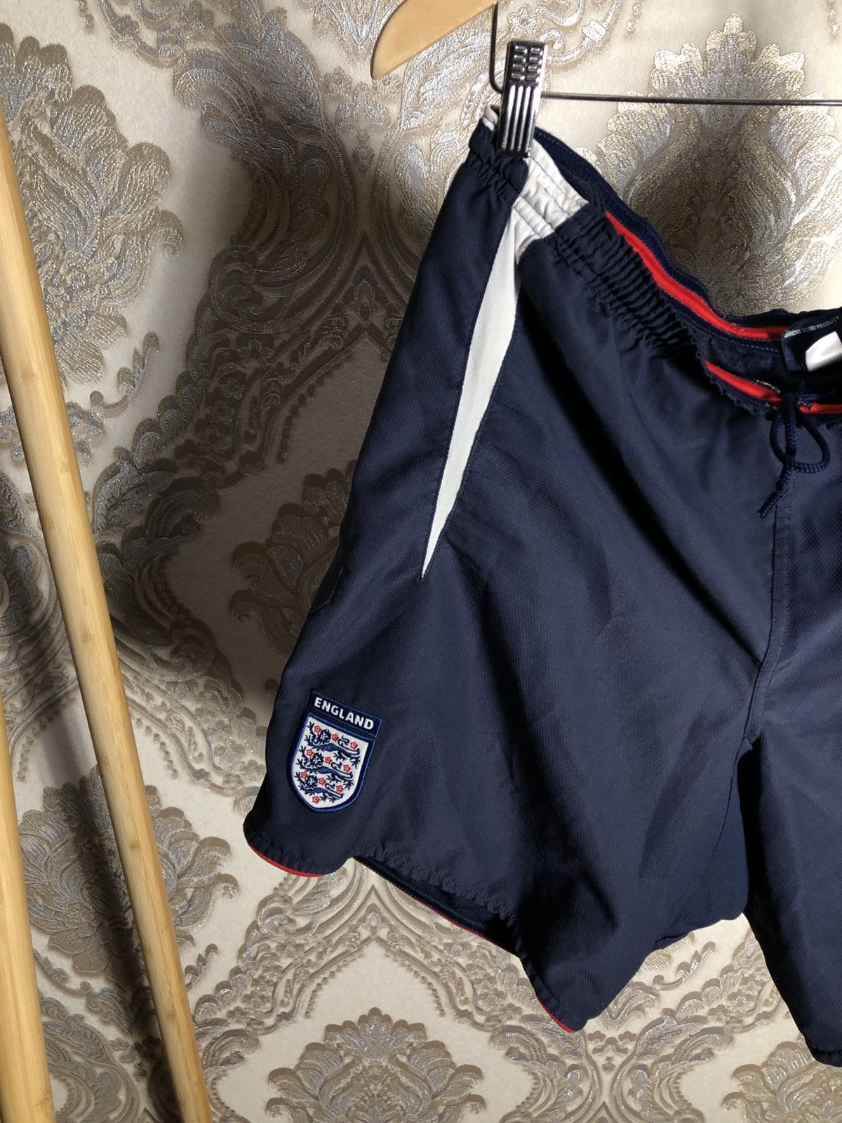Vintage VERY RARE UMBRO ENGLAND MANCHESTER RETRO SOCCER SHORTS 90s Size US 34 / EU 50 - 3 Thumbnail