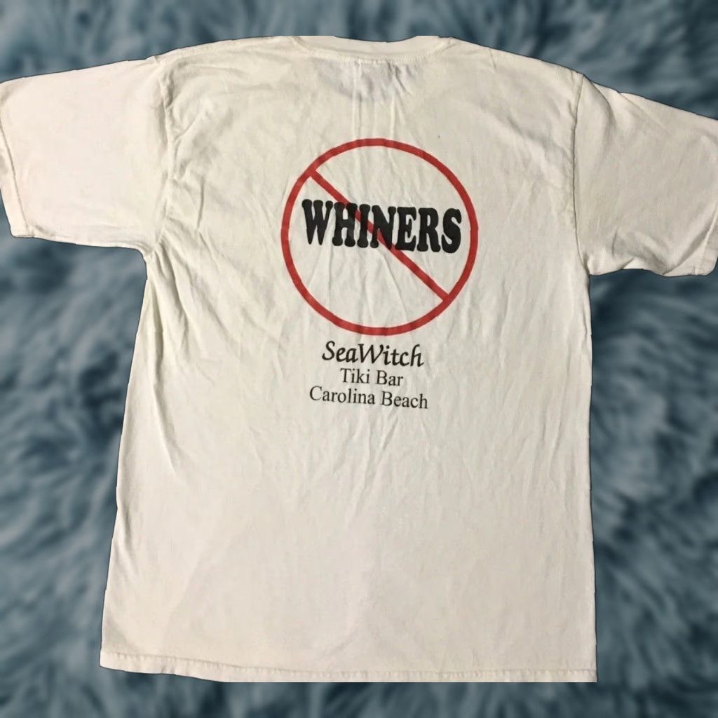 Vintage VINTAGE Grunge T-Shirt Men L White Sea Witch Bar No Whiners Faded 90s Funny Saying Beer Surf Harley Rockabilly Surf Trucker USA California 80s Biker Size US L / EU 52-54 / 3 - 1 Thumbnail
